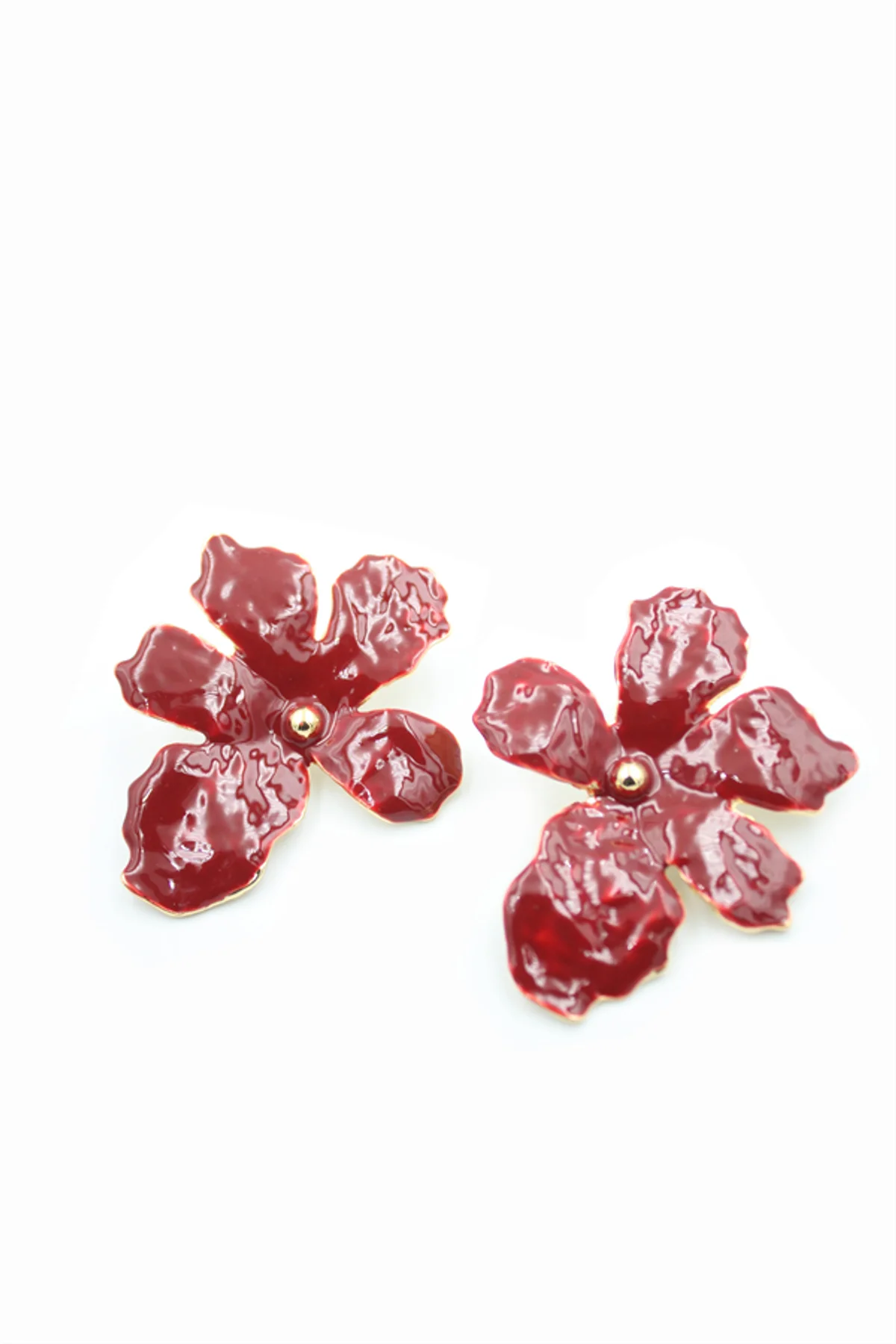 Çiçek Küpe - Bordo - Just Cheap Store Görsel 3