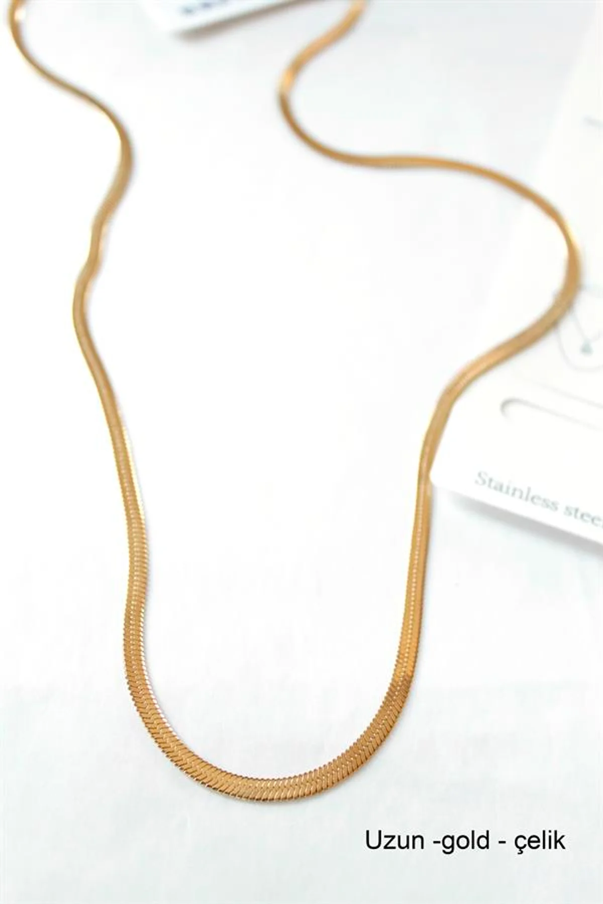 Uzun İtalyan Çelik Kolye-60cm - Altın - Just Cheap Store Görsel 5