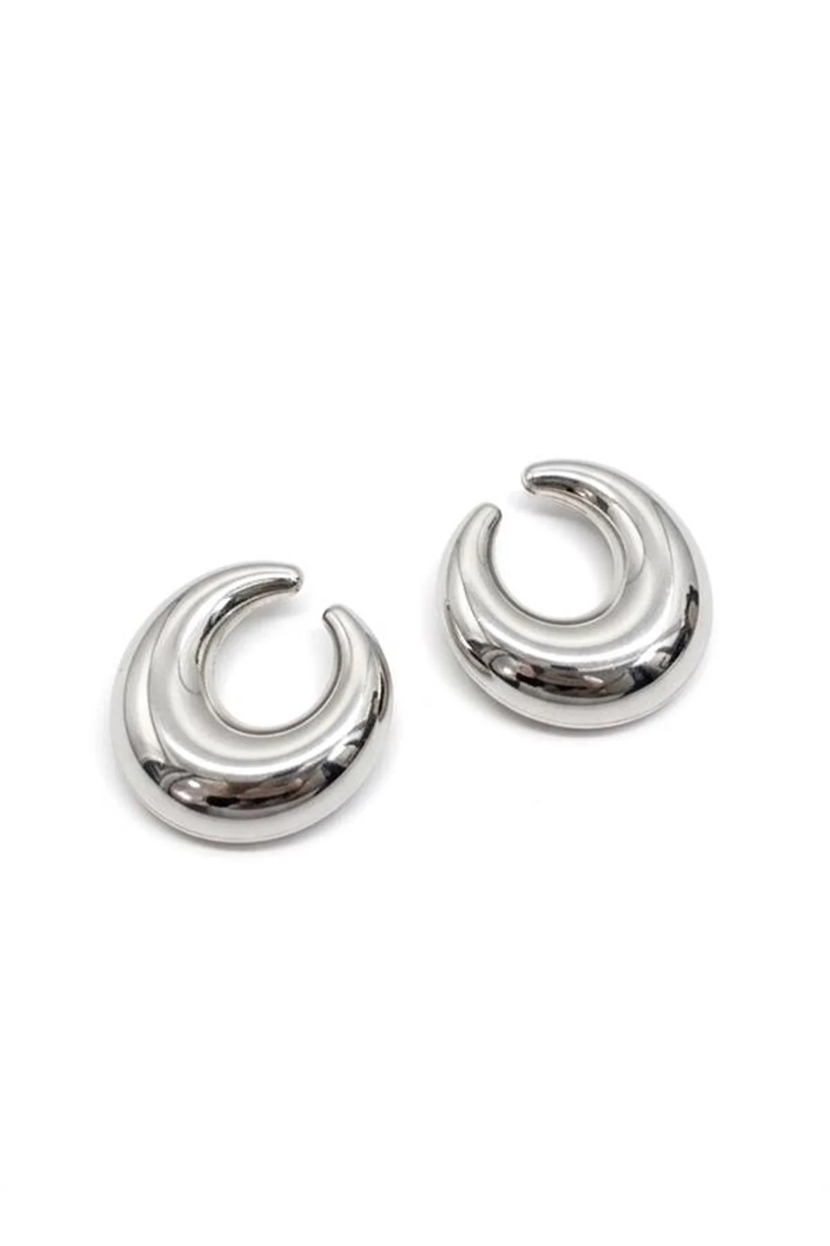 Metal Hilal Küpe - Gümüş - Just Cheap Store Görsel 4