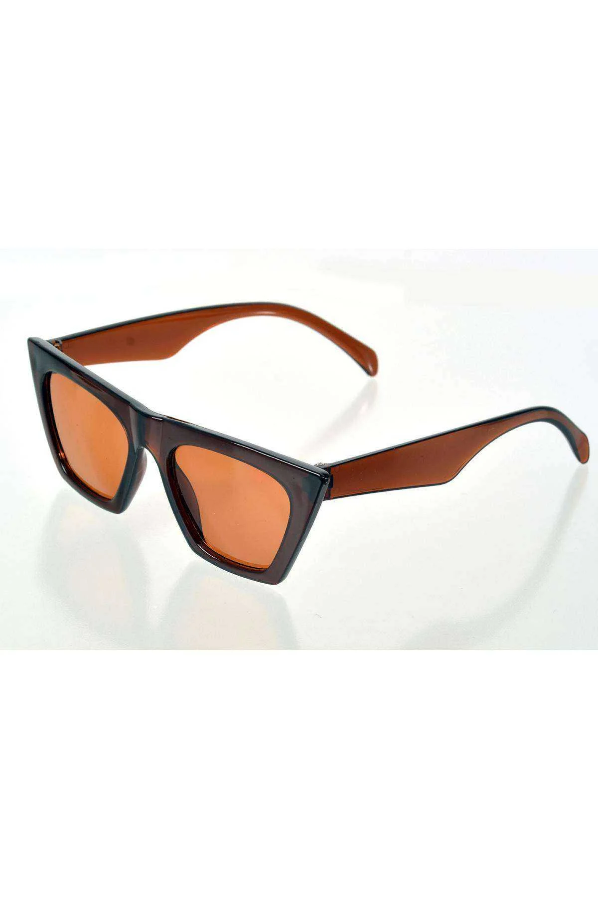 Kahverengi Çerçeve Cat Eye Kadın Güneş Gözlüğü - Moda Gözlük - Just Cheap Store Görsel 3