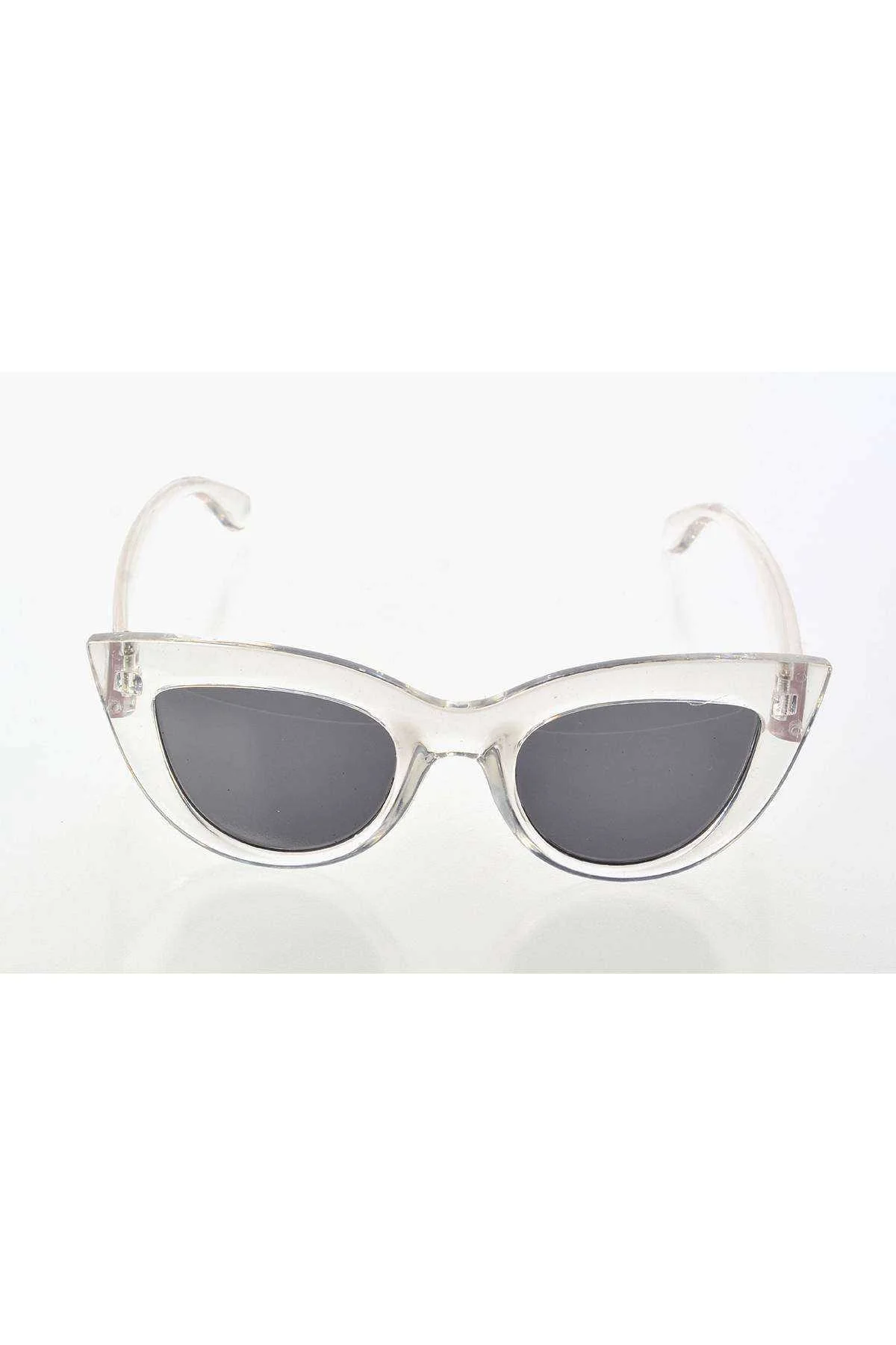 Şeffaf Beyaz Çerçeve Cat Eye Kadın Güneş Gözlüğü - Moda Gözlük