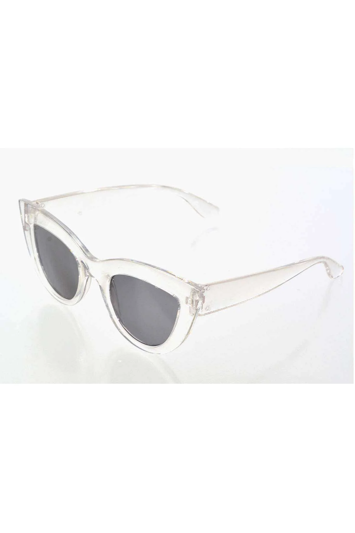 Şeffaf Beyaz Çerçeve Cat Eye Kadın Güneş Gözlüğü - Moda Gözlük - Just Cheap Store Görsel 3