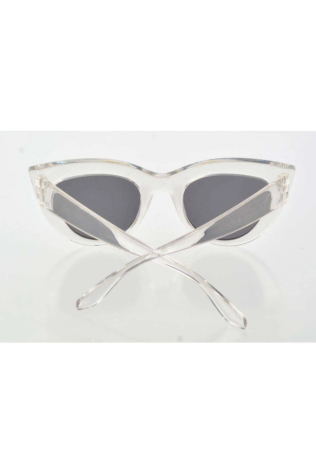 Şeffaf Beyaz Çerçeve Cat Eye Kadın Güneş Gözlüğü - Moda Gözlük - Just Cheap Store Görsel 4
