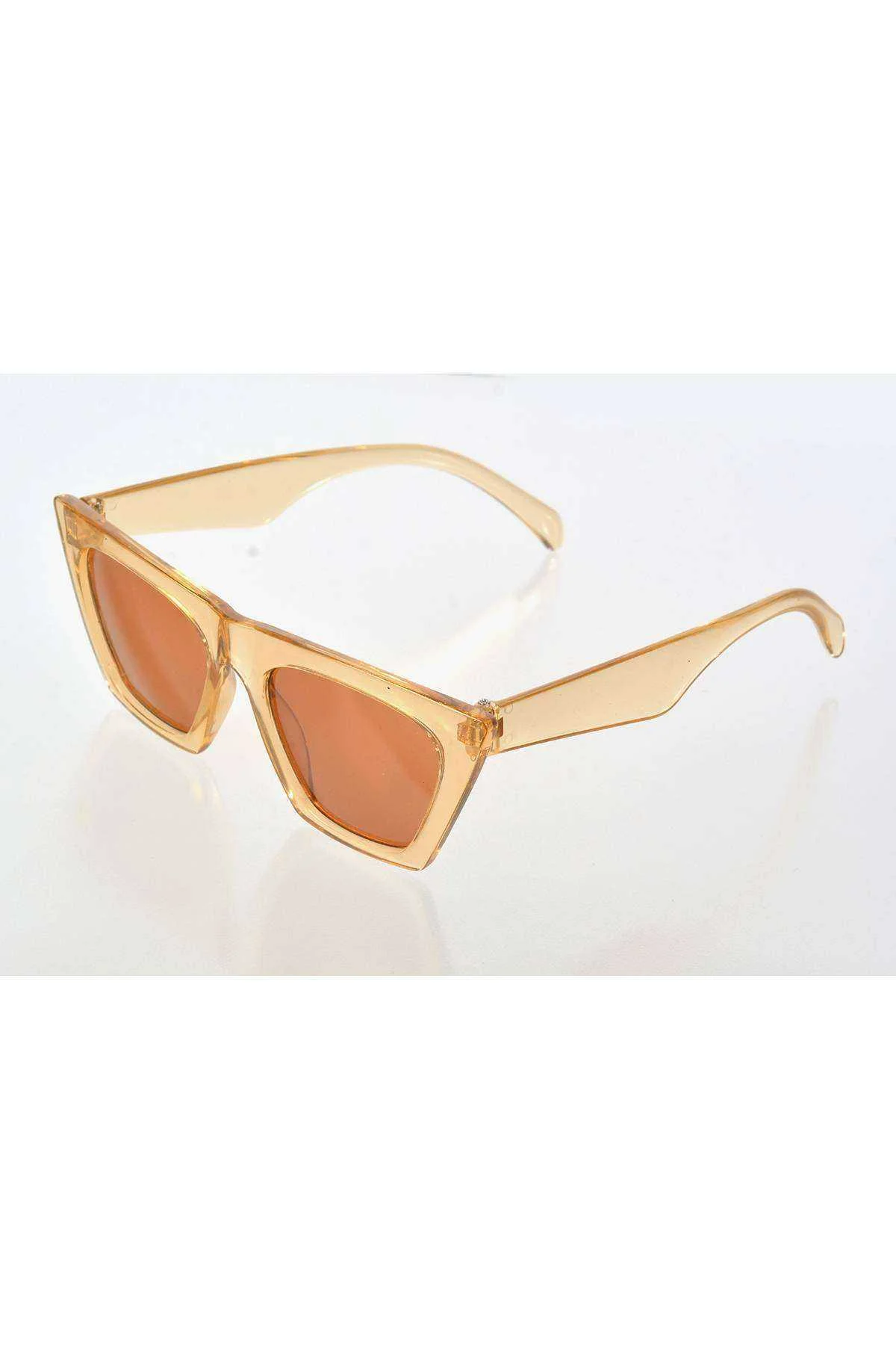 Şeffaf Sarı Çerçeve Cat Eye Kadın Güneş Gözlüğü - Moda Gözlük - Just Cheap Store Görsel 3