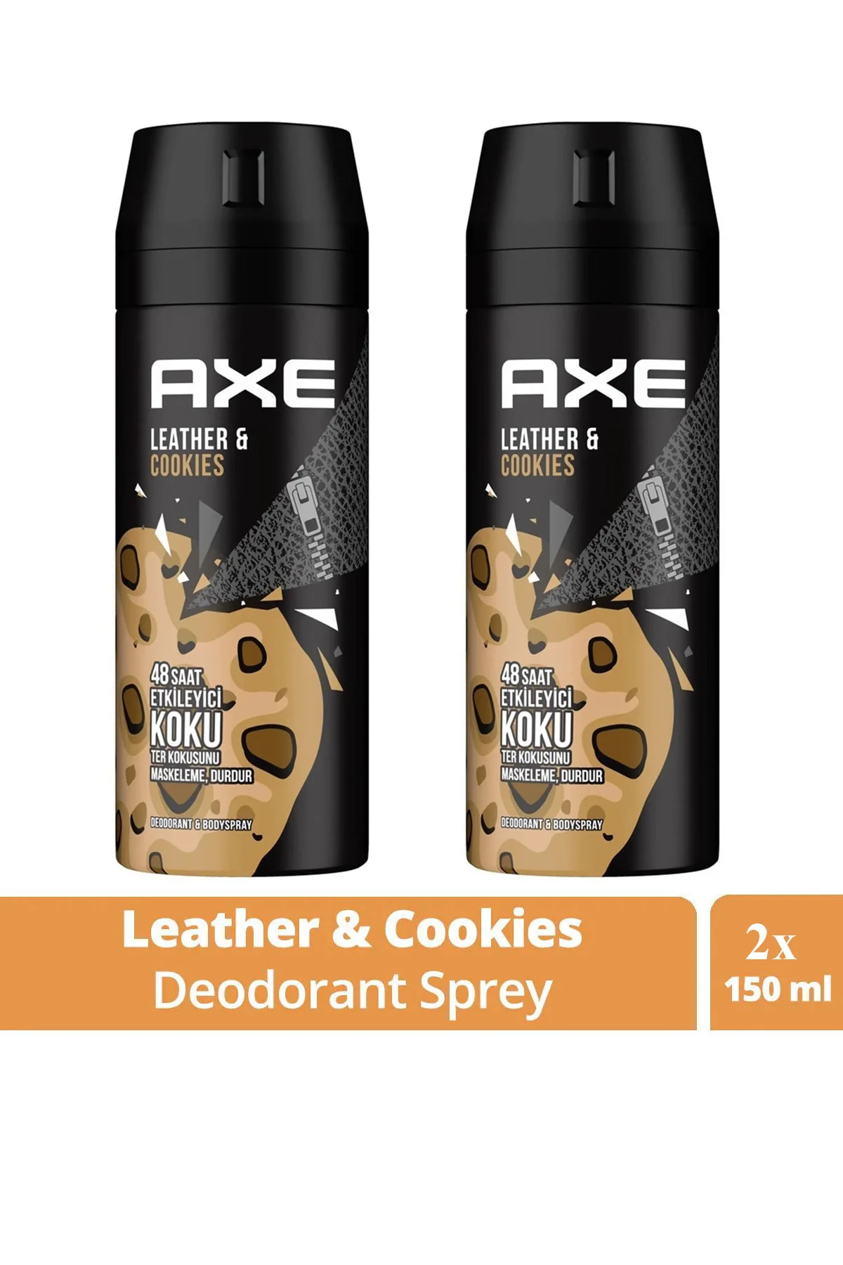 2 Adet Axe Erkek Sprey Deodorant Leather &amp; Cookies 48 Saat Etkileyeci Koku 150 ml