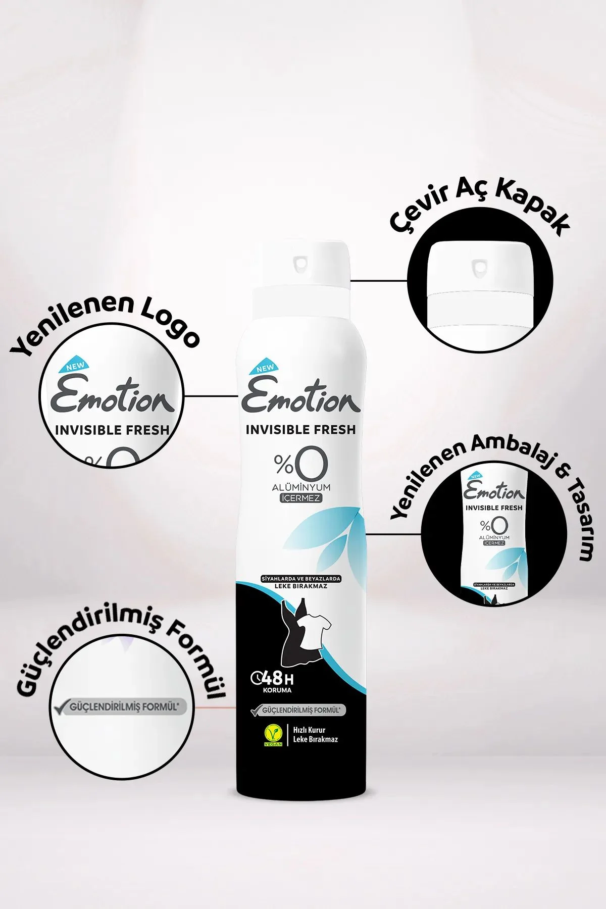 Emotion Invisible Fresh Black &amp; White Kadın Deodorant 150ml Vegan, Leke Bırakmaz - Just Cheap Store Görsel 4