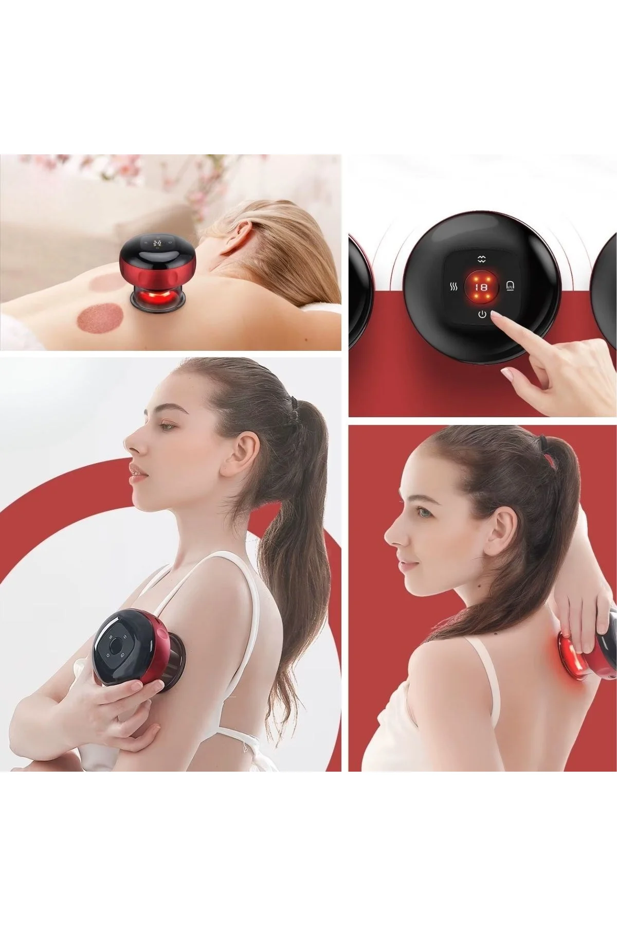 12 Kademeli Sıcaklık Emişli Bardak Çekme Terapisi, Vakumlu Masaj Aleti,Terapi Cihazı Gua Sha-Masaj C - Just Cheap Store Görsel 4