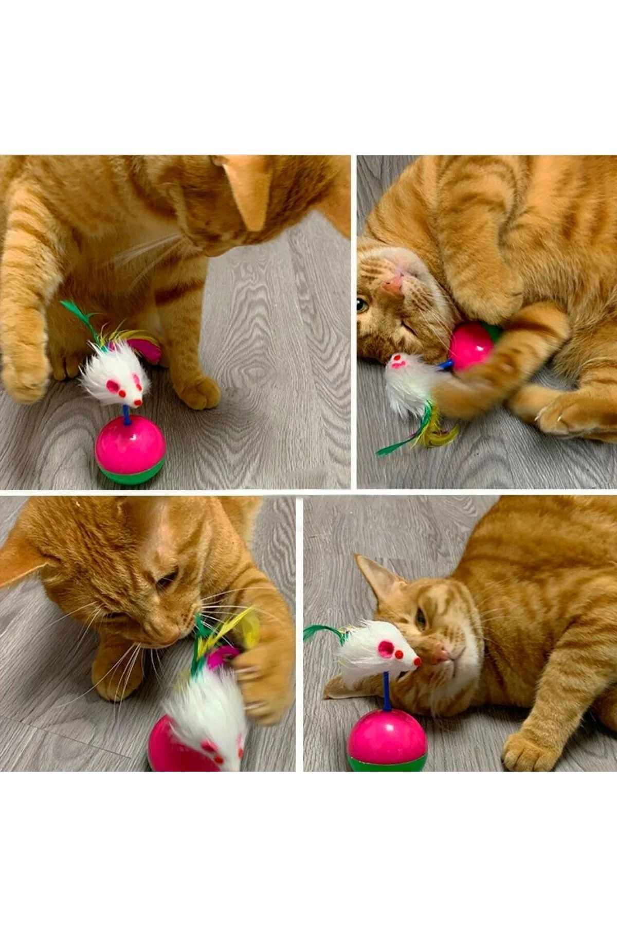 Kedi Oyun Topu Tüylü Fareli Hacı Yatmaz Eğitici Yavru Kedi Fare Kovalama Oyuncağı (4741) - Just Cheap Store Görsel 3