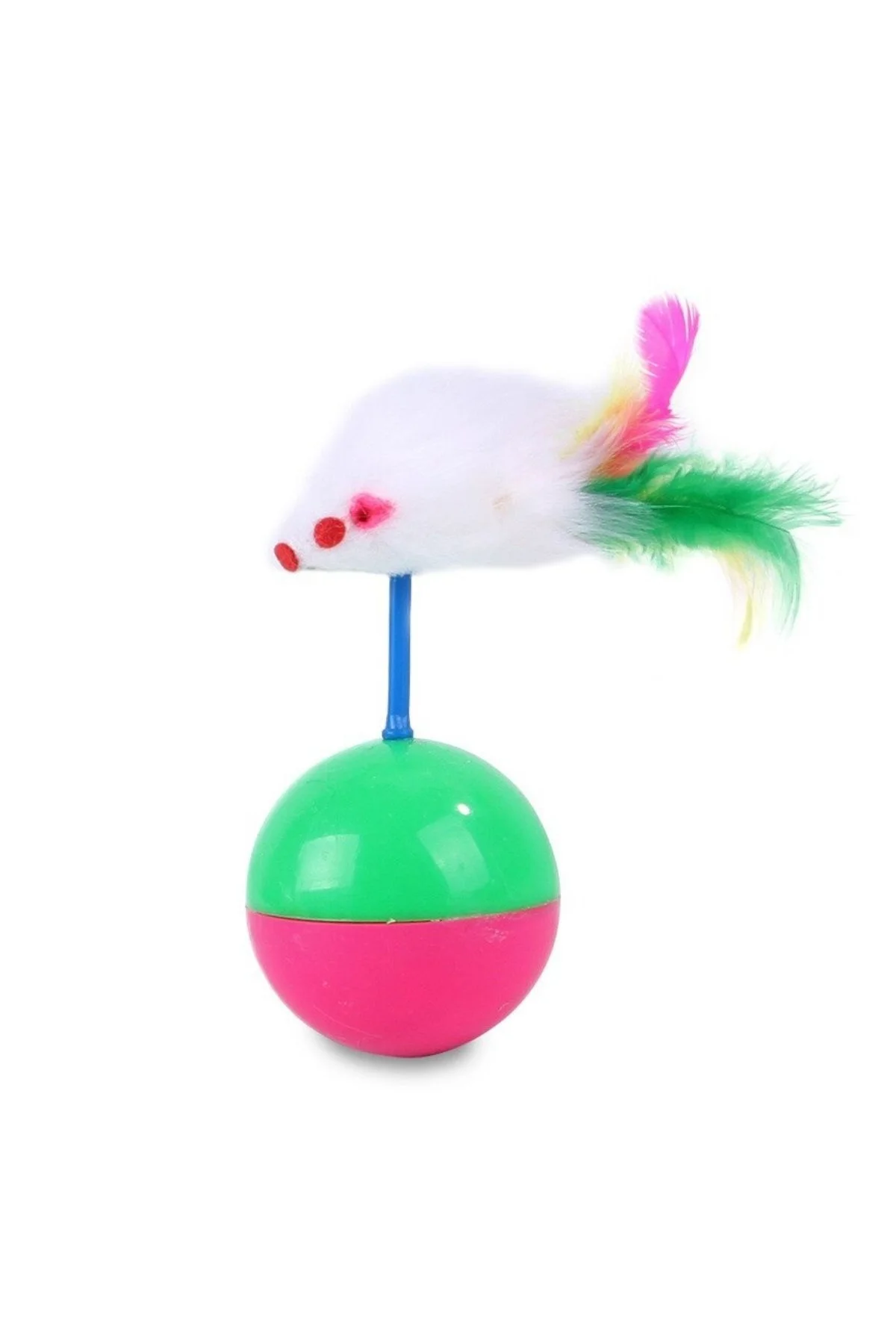 Kedi Oyun Topu Tüylü Fareli Hacı Yatmaz Eğitici Yavru Kedi Fare Kovalama Oyuncağı (4741) - Just Cheap Store Görsel 5