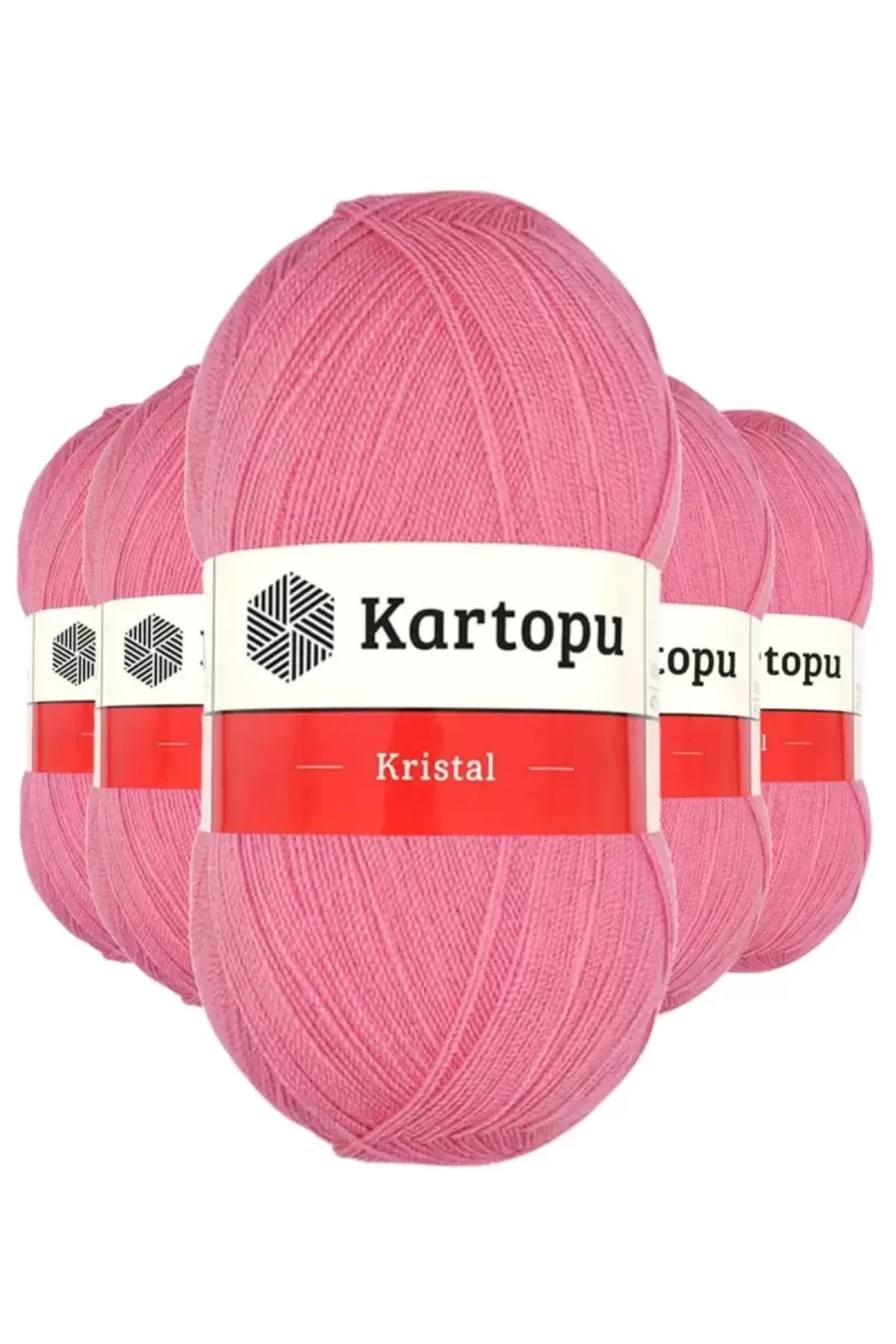 5 Adet Kristal Çift Katlı El Örgü Lif İpi Koyu Pembe K1790
