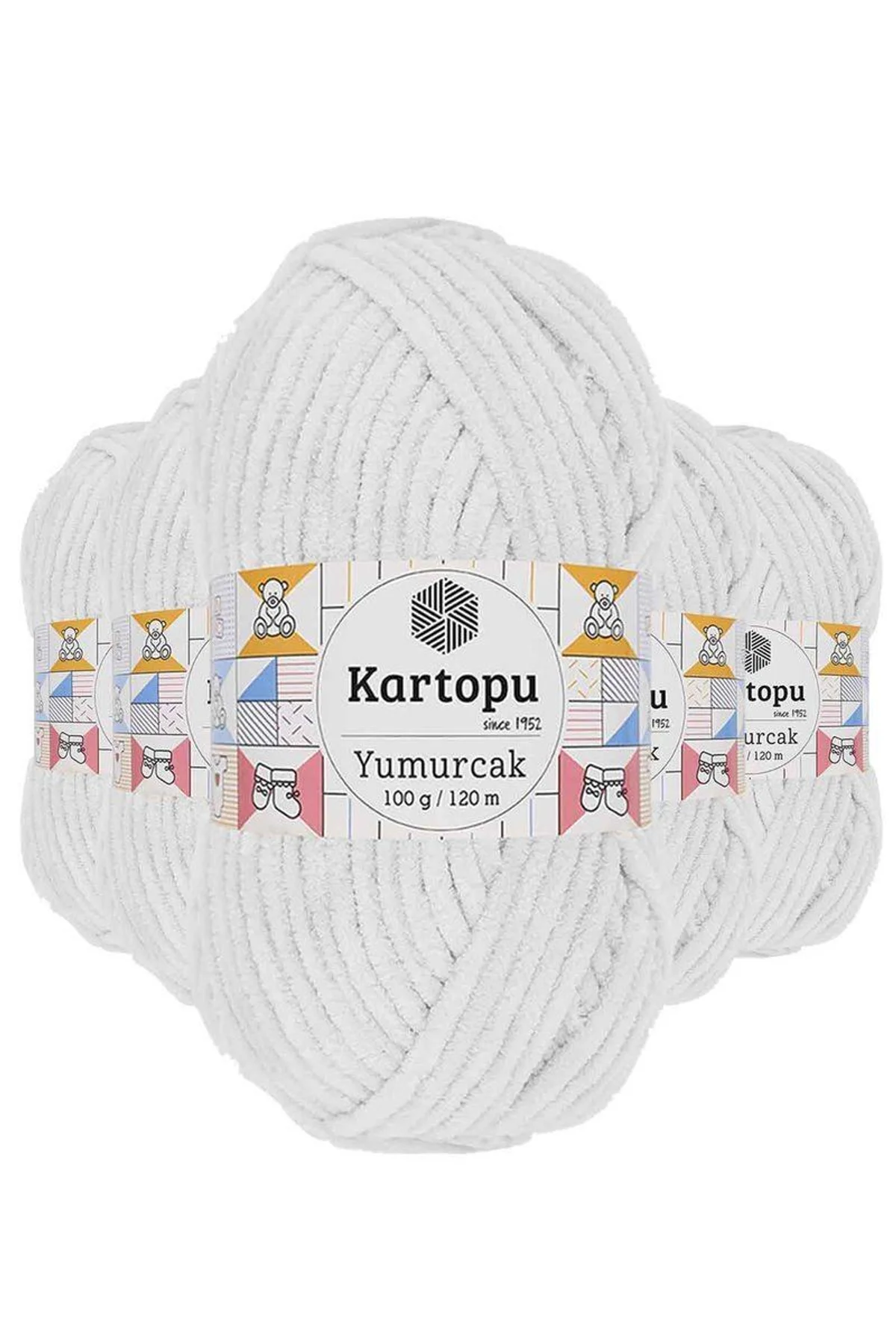 5 Adet Yumurcak Kadife El Örgü İpi Kar Beyaz K010 - Just Cheap Store Görsel 2