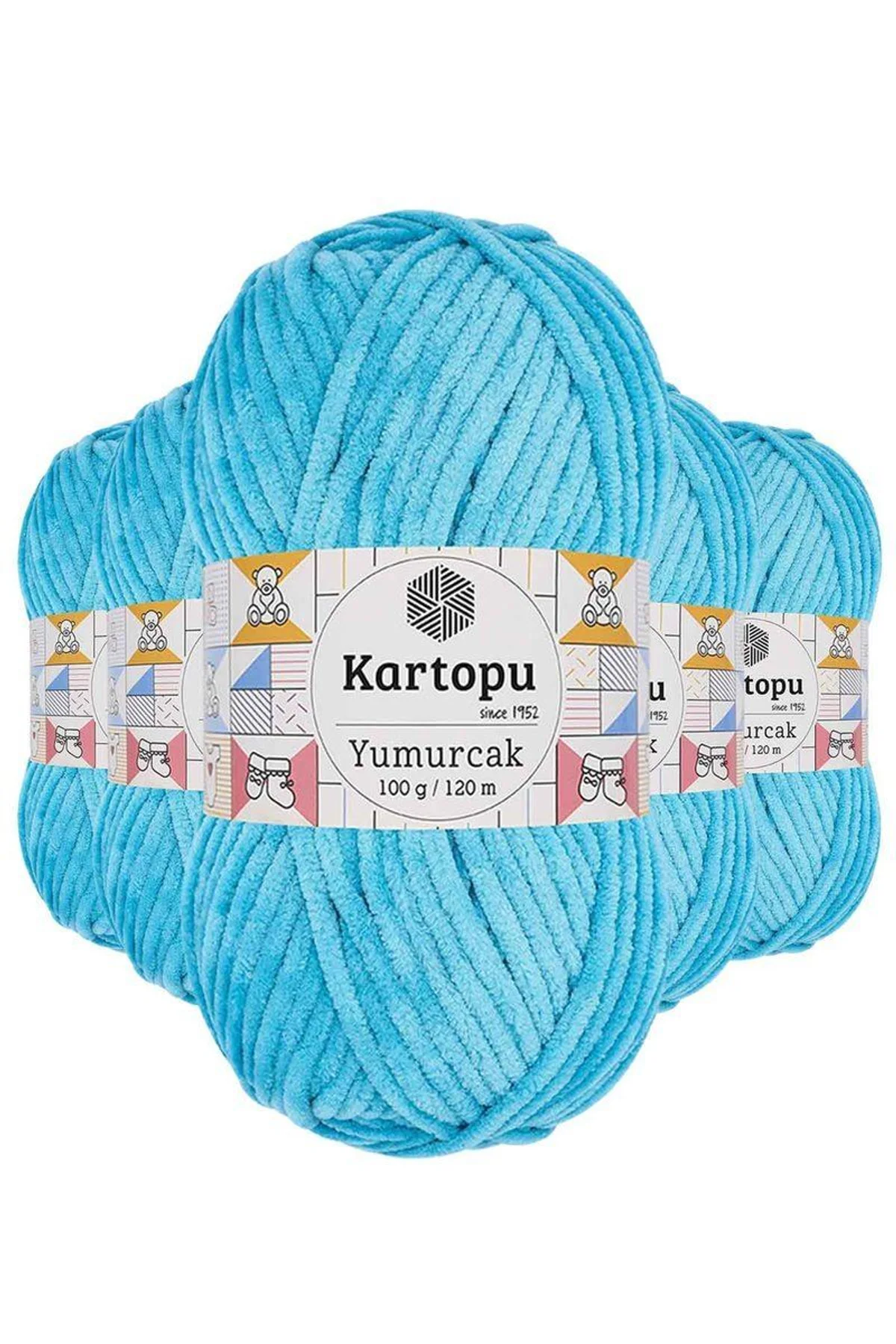 5 Adet Yumurcak Kadife El Örgü İpi Turkuaz K515 - Just Cheap Store Görsel 2