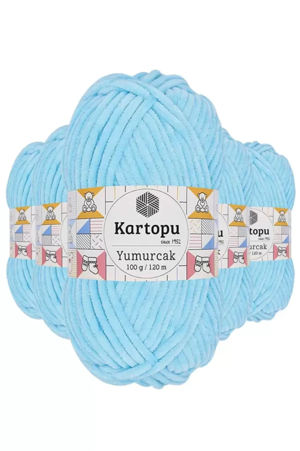 5 Adet Yumurcak Kadife El Örgü İpi Açık Turkuaz K516