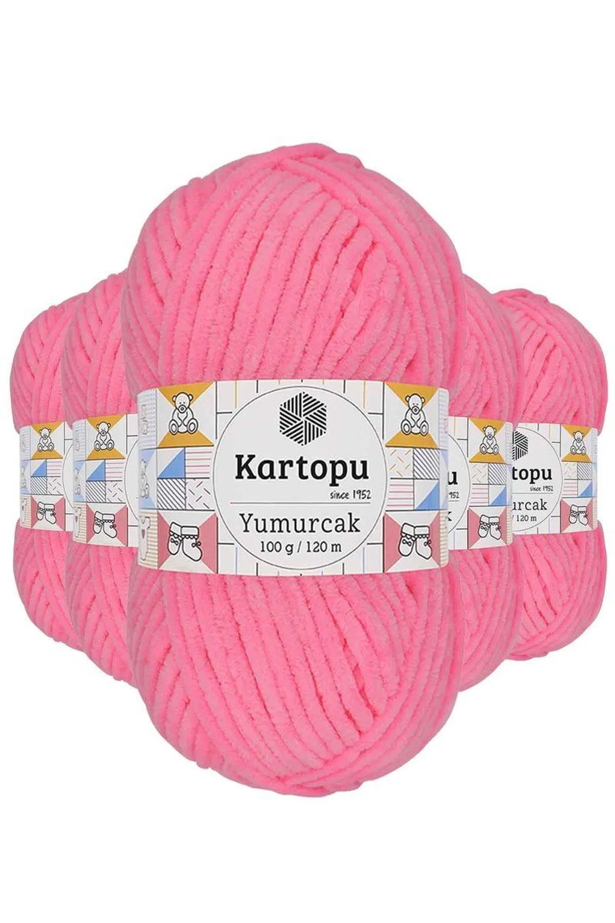 5 Adet Yumurcak Kadife El Örgü İpi Fosfor Pembe K773 - Just Cheap Store Görsel 2