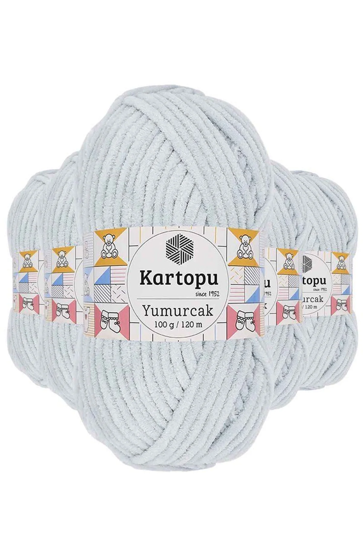 5 Adet Yumurcak Kadife El Örgü İpi Açık Gri K919 - Just Cheap Store Görsel 2