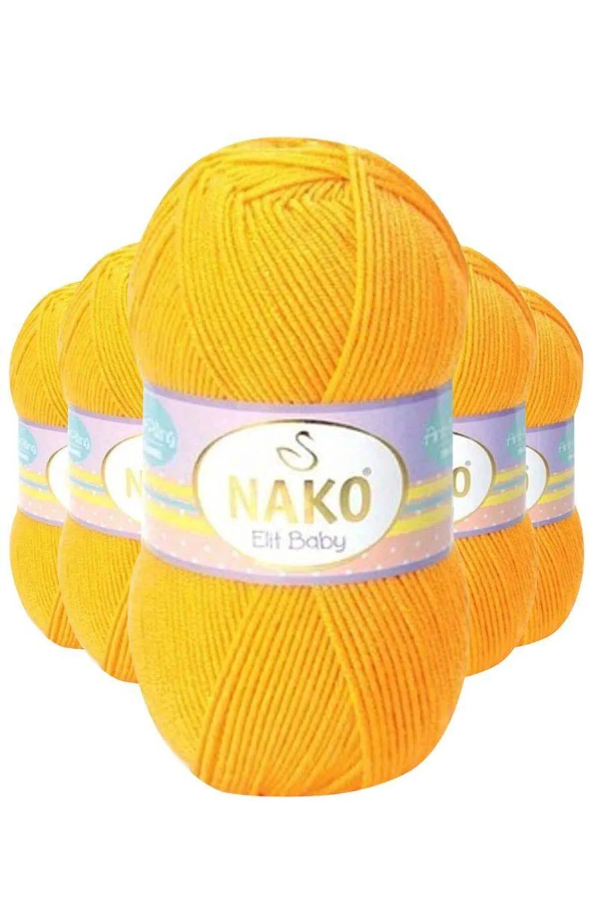 5 Adet Elite Baby El Örgü İpi Tüylenmeyen Bebek Yünü Koyu Sarı 4674 - Just Cheap Store Görsel 2