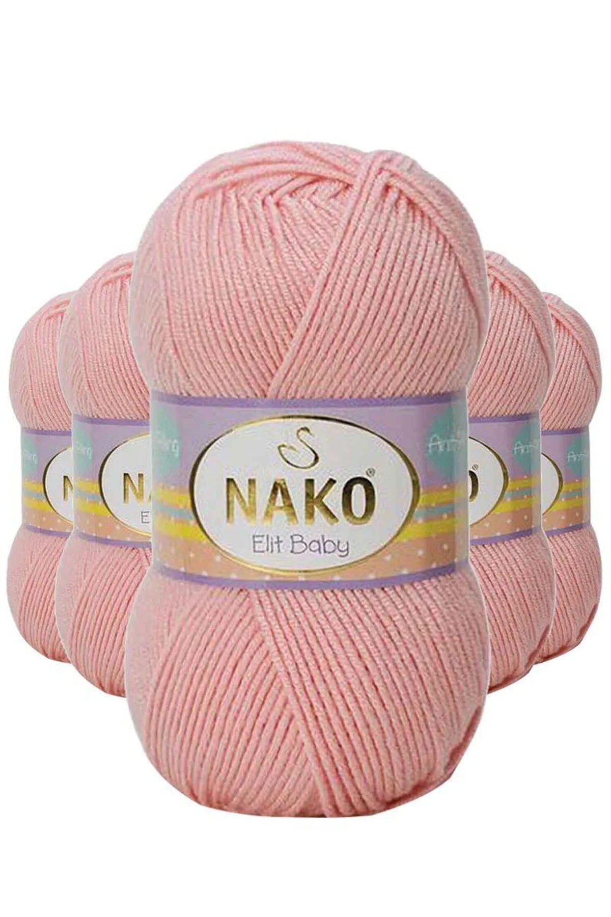5 Adet Elite Baby El Örgü İpi Tüylenmeyen Bebek Yünü Pudra 6165 - Just Cheap Store Görsel 2