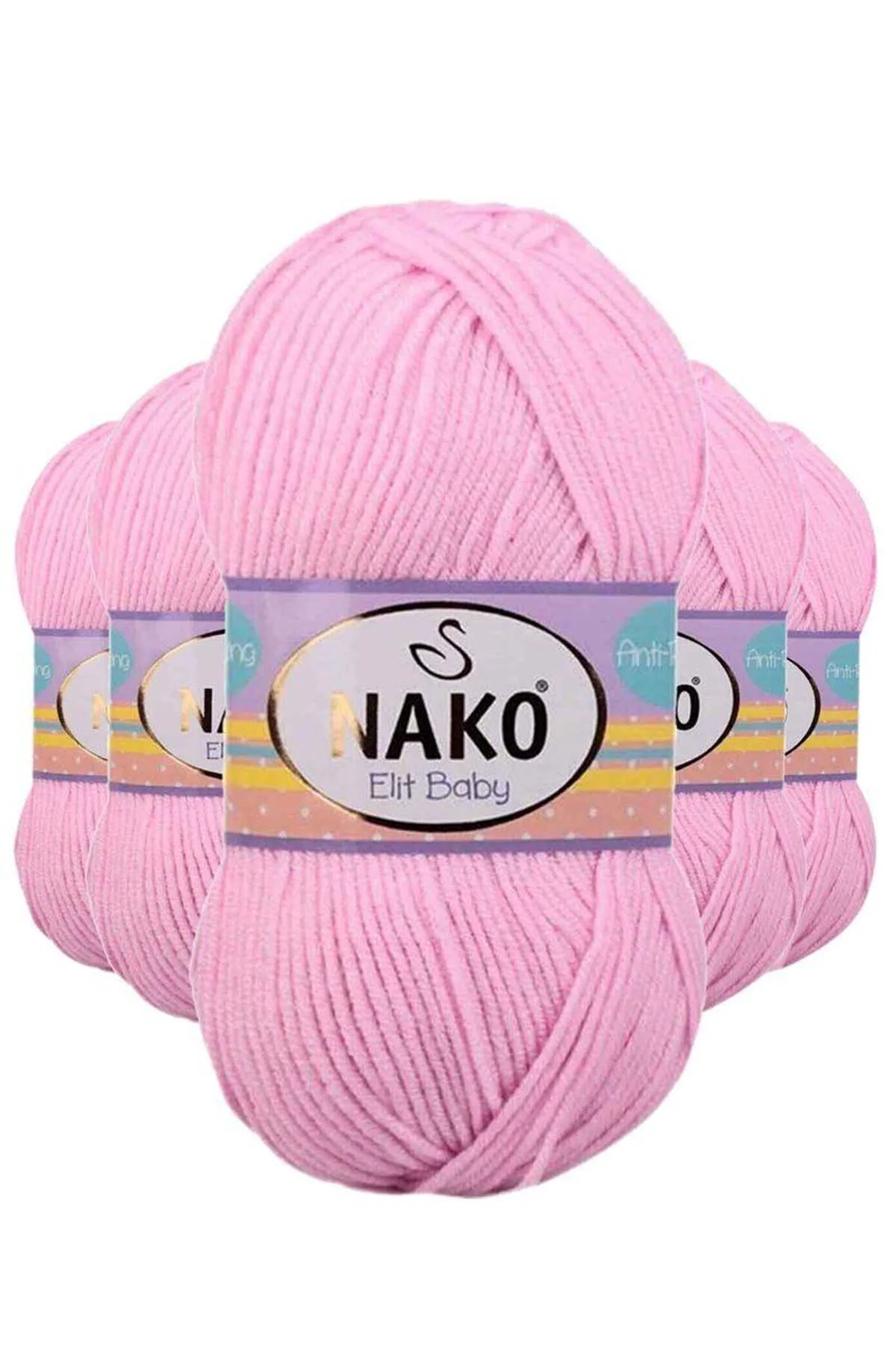 5 Adet Elite Baby El Örgü İpi Tüylenmeyen Bebek Yünü Açık Pembe 6936 - Just Cheap Store Görsel 2