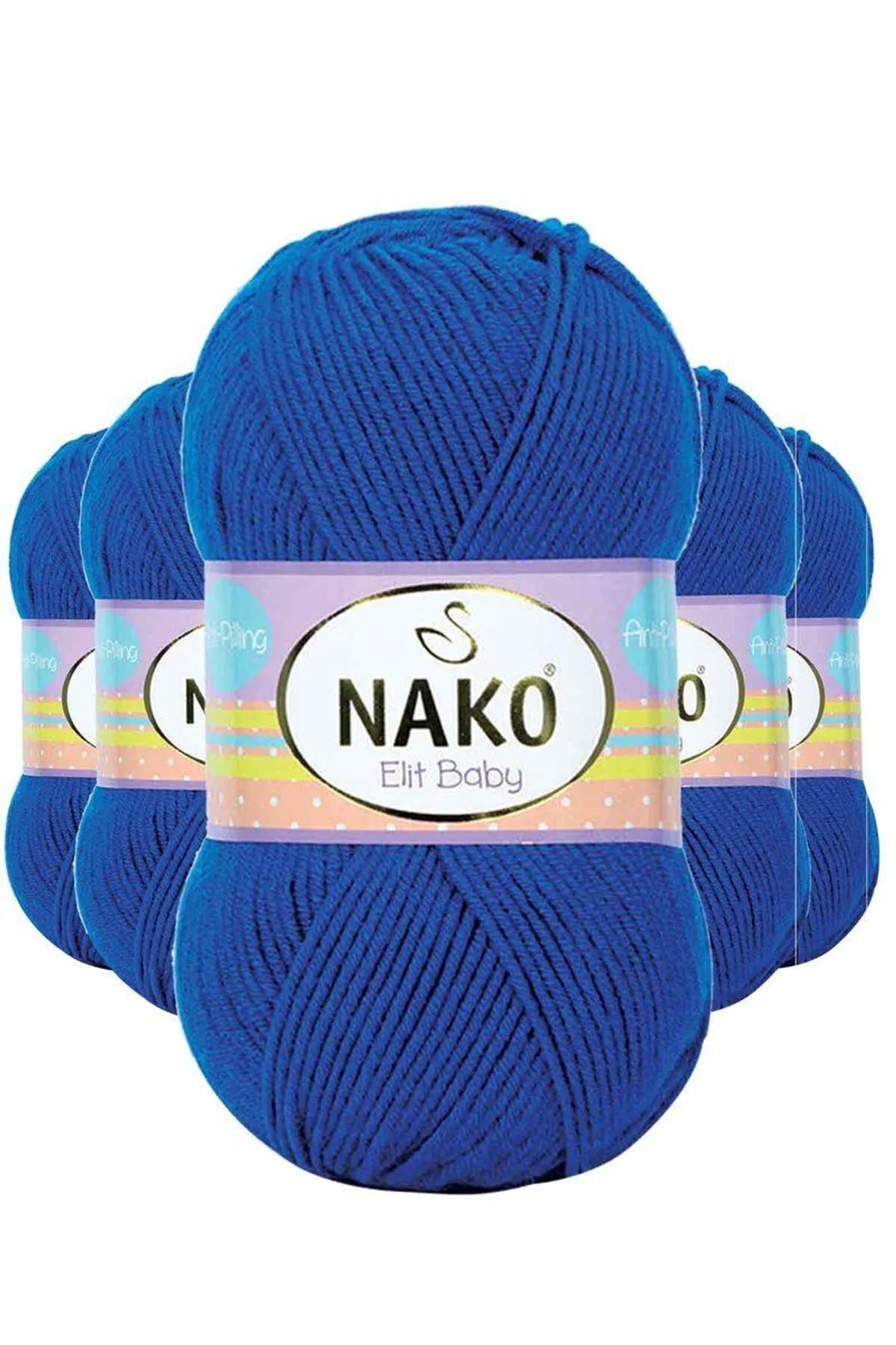 5 Adet Elite Baby El Örgü İpi Tüylenmeyen Bebek Yünü Saks Mavi 10346 - Just Cheap Store Görsel 2