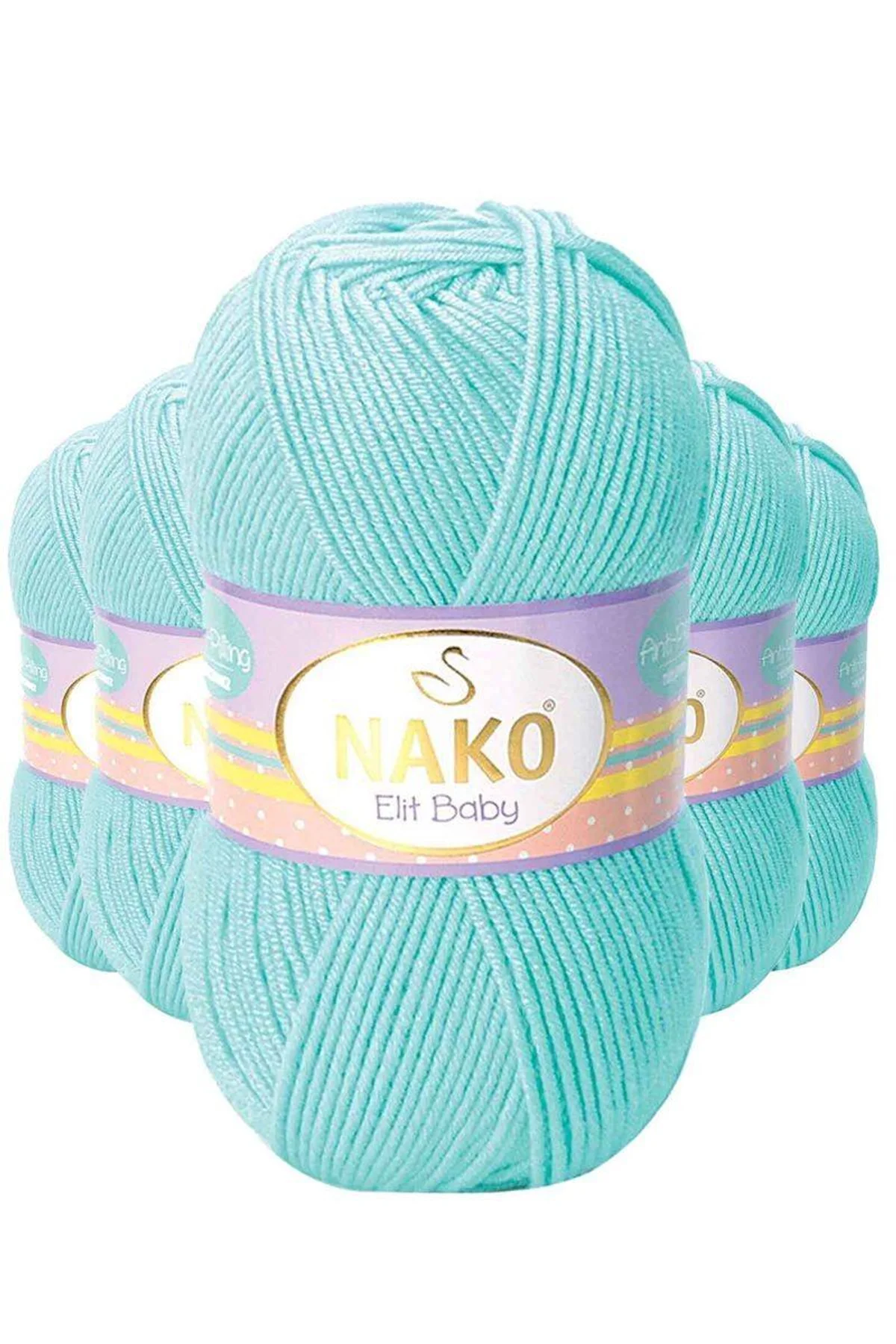 5 Adet Elite Baby El Örgü İpi Tüylenmeyen Bebek Yünü Açık Turkuaz 10535 - Just Cheap Store Görsel 2