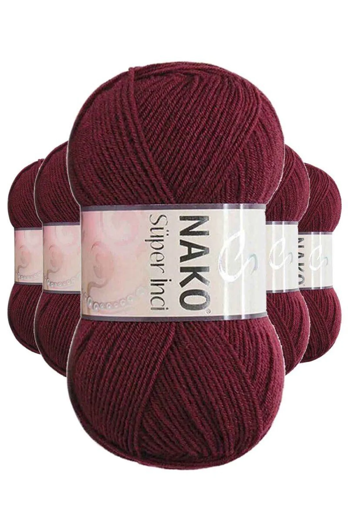5 Adet Süper İnci El Örgü İpi 100 gr Bordo 999 - Just Cheap Store Görsel 2