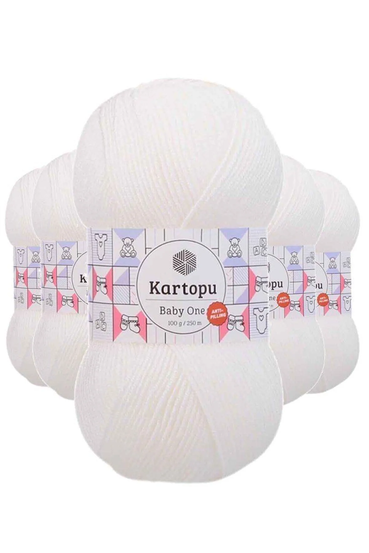 5 Adet Baby One Tüylenmeyen El Örgü İpi Yünü Kar Beyaz K010 - Just Cheap Store Görsel 2