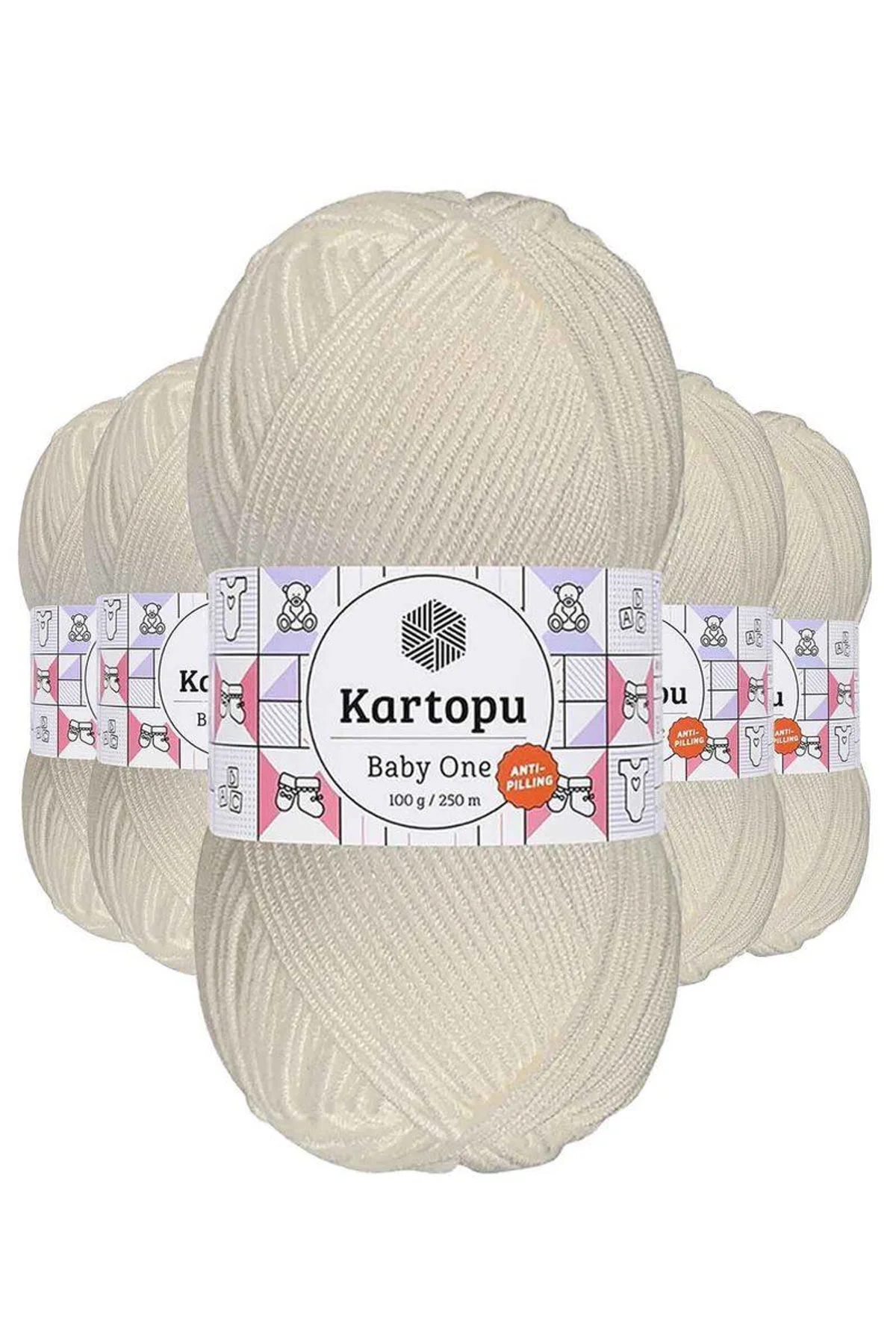 5 Adet Baby One Tüylenmeyen El Örgü İpi Yünü Kırık Beyaz K019 - Just Cheap Store Görsel 2