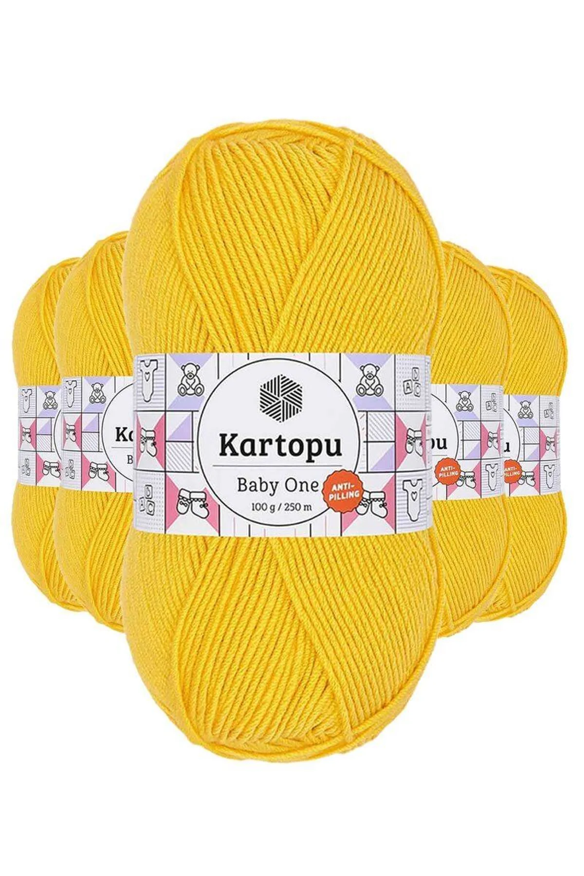 5 Adet Baby One Tüylenmeyen El Örgü İpi Yünü Sarı K154 - Just Cheap Store Görsel 2