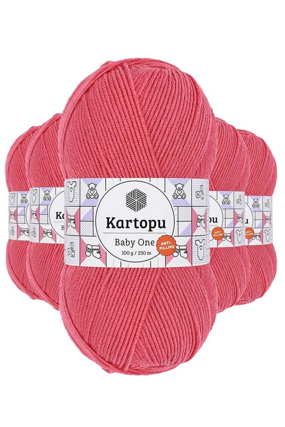 5 Adet Baby One Tüylenmeyen El Örgü İpi Yünü Pembe K254 - Just Cheap Store Görsel 2