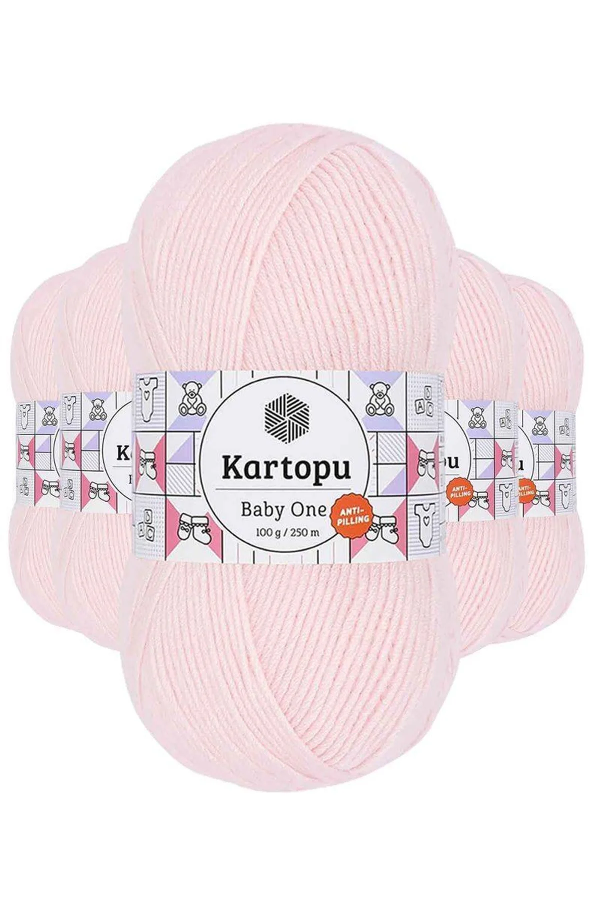 5 Adet Baby One Tüylenmeyen El Örgü İpi Yünü Bebe Pembe K255 - Just Cheap Store Görsel 2