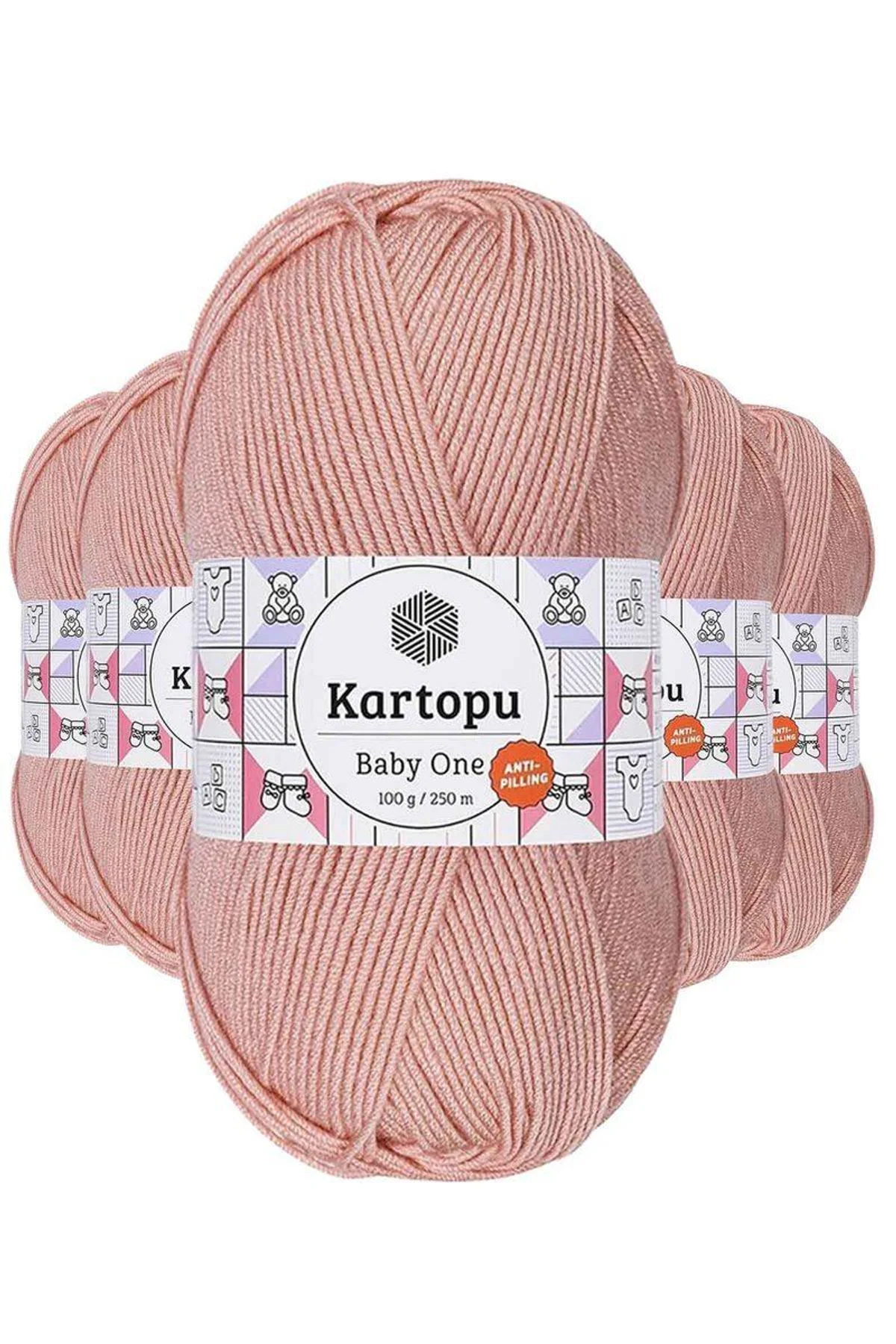 5 Adet Baby One Tüylenmeyen El Örgü İpi Yünü Pudra K258 - Just Cheap Store Görsel 2
