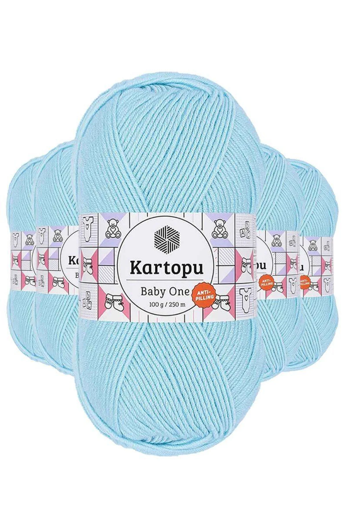 5 Adet Baby One Tüylenmeyen El Örgü İpi Yünü Gök Mavi K502 - Just Cheap Store Görsel 2