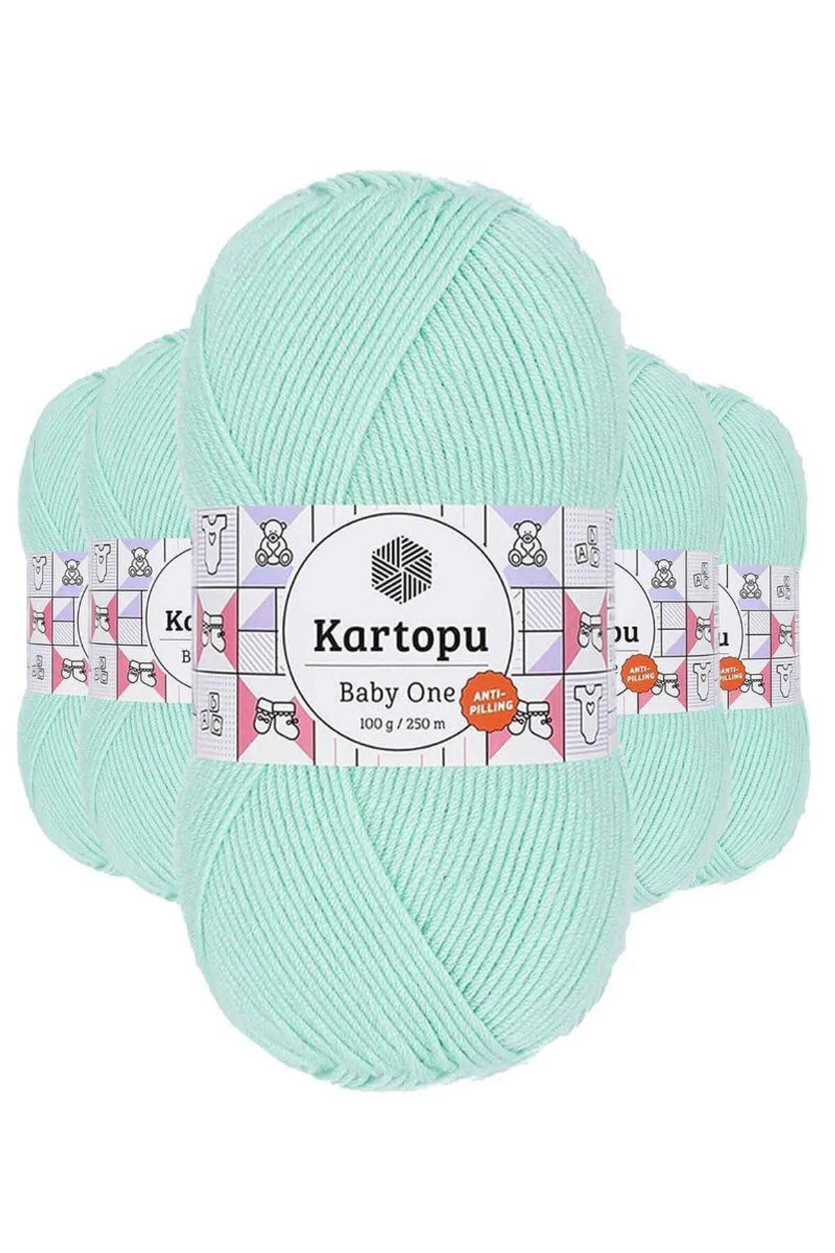 5 Adet Baby One Tüylenmeyen El Örgü İpi Yünü Açık Yeşil K507 - Just Cheap Store Görsel 2