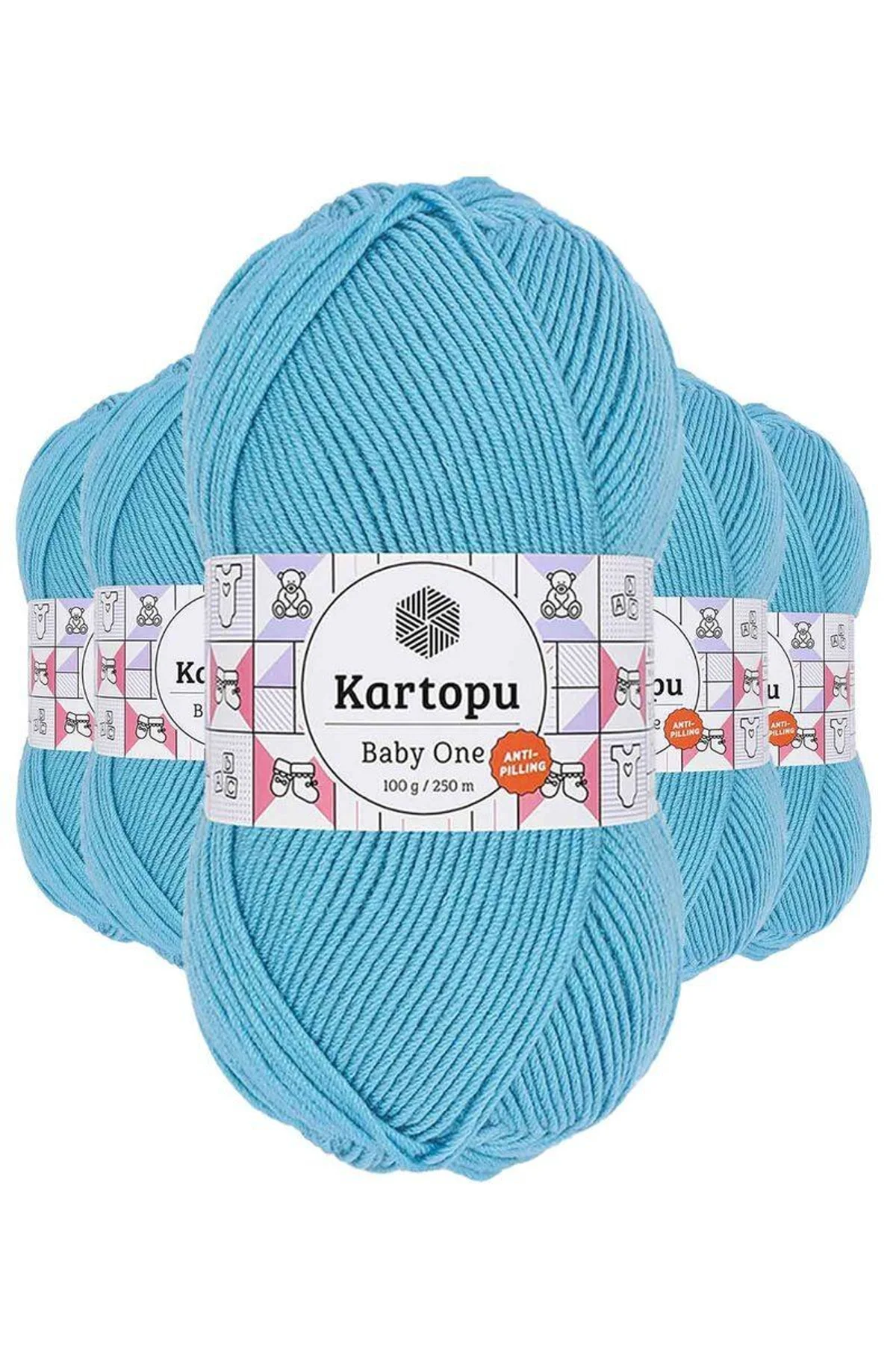 5 Adet Baby One Tüylenmeyen El Örgü İpi Yünü Turkuaz K576 - Just Cheap Store Görsel 2