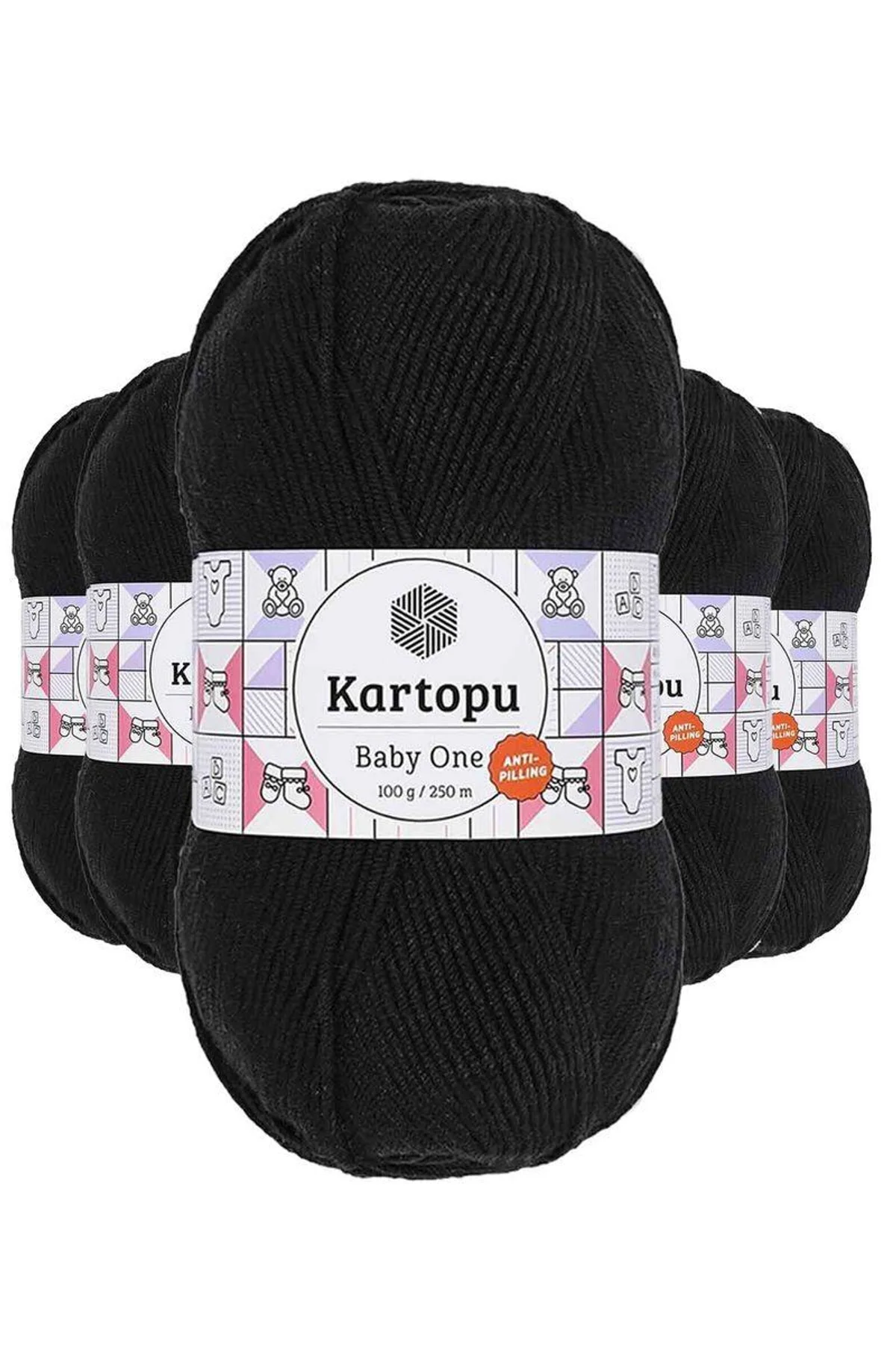 5 Adet Baby One Tüylenmeyen El Örgü İpi Yünü Siyah K940 - Just Cheap Store Görsel 2