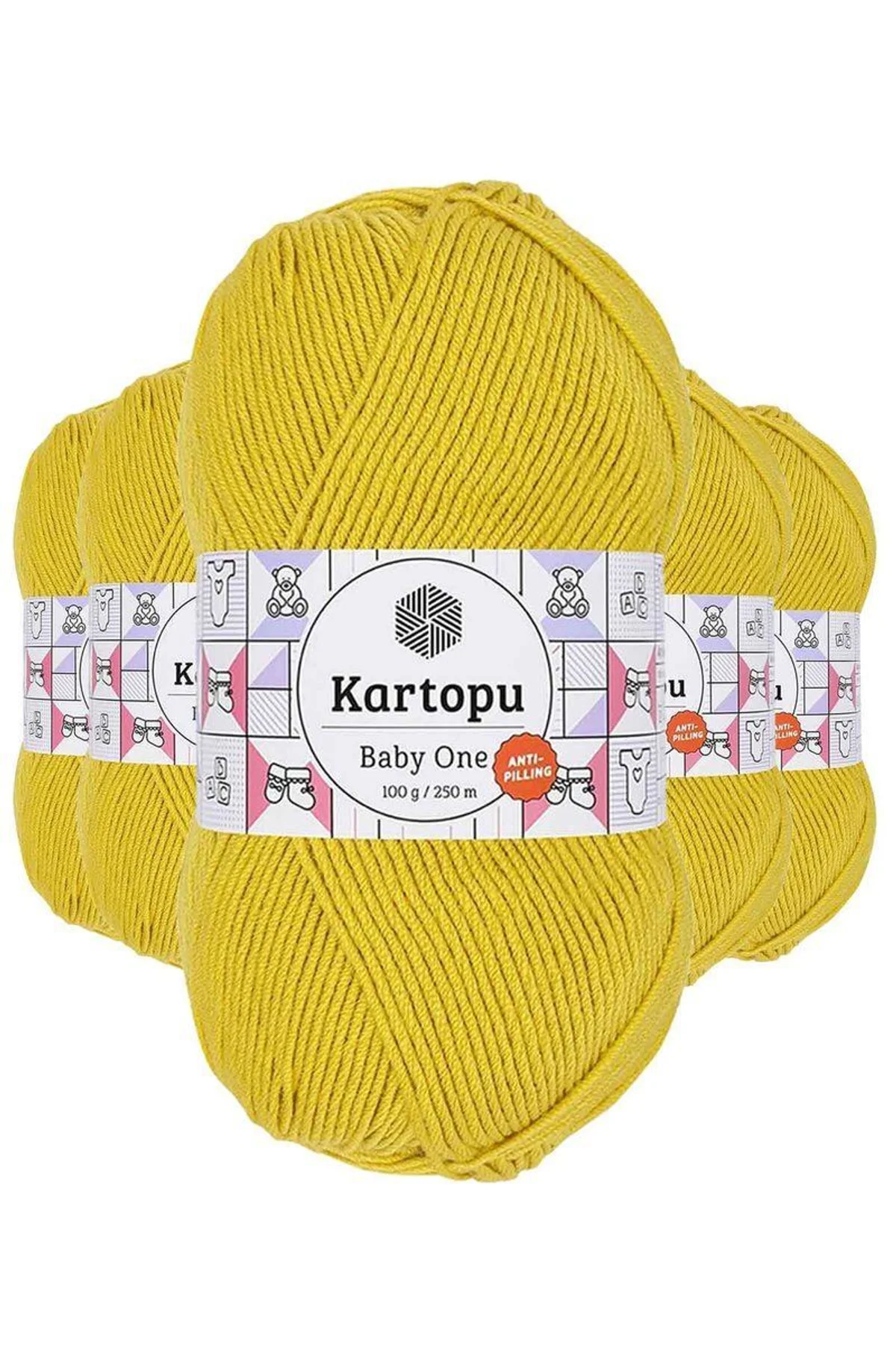 5 Adet Baby One Tüylenmeyen El Örgü İpi Yünü Hardal Sarı K1321 - Just Cheap Store Görsel 2