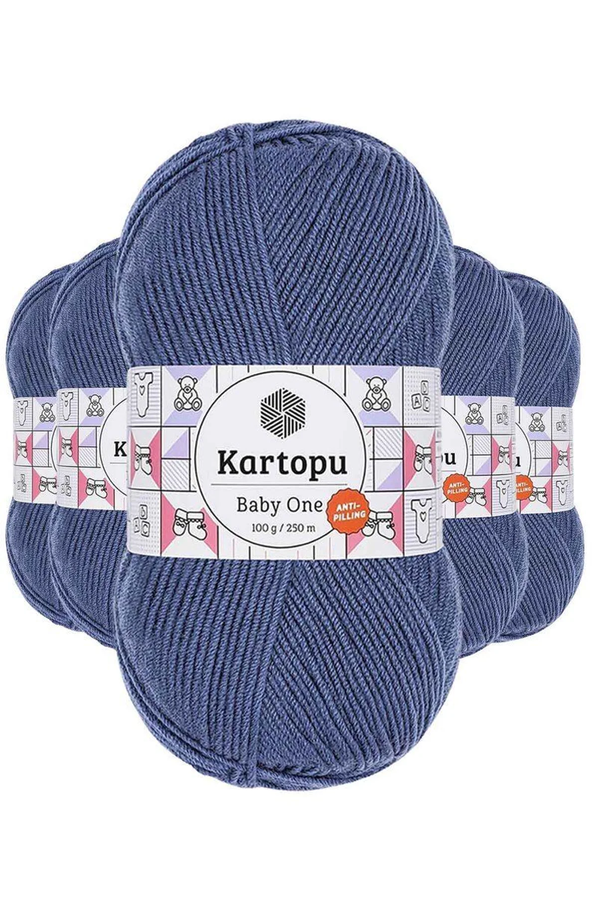 5 Adet Baby One Tüylenmeyen El Örgü İpi Yünü Koyu Mavi K1533 - Just Cheap Store Görsel 2
