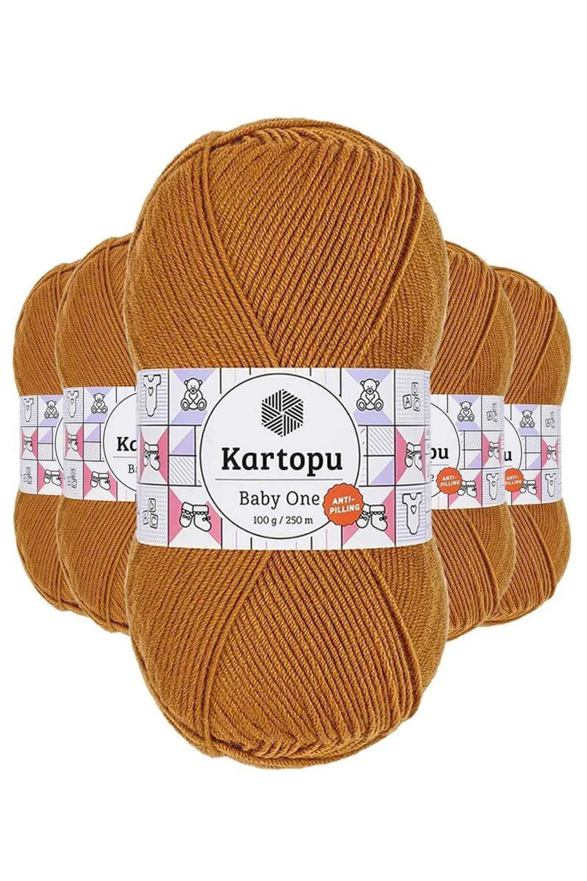 5 Adet Baby One Tüylenmeyen El Örgü İpi Yünü Hardal K1854 - Just Cheap Store Görsel 2