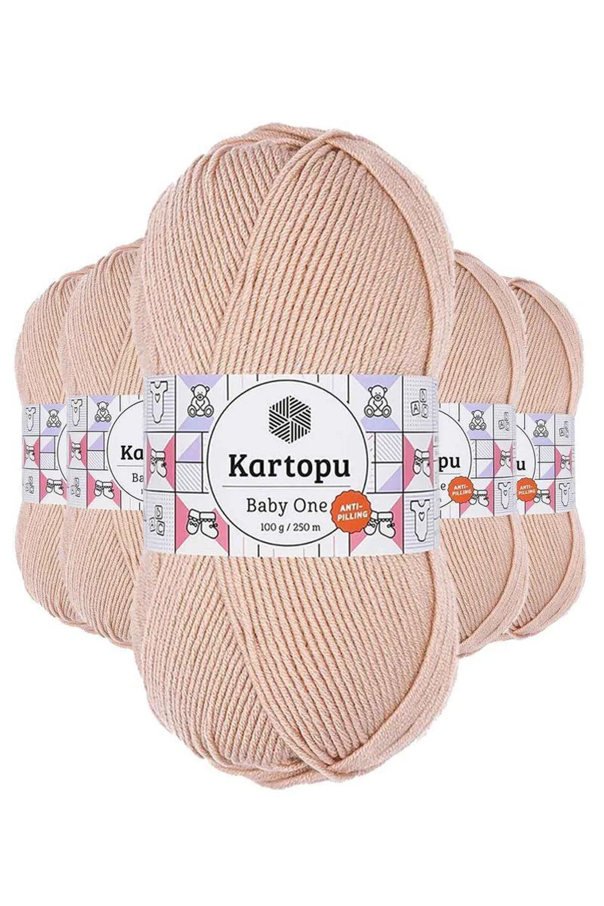 5 Adet Baby One Tüylenmeyen El Örgü İpi Yünü Pudra K1873 - Just Cheap Store Görsel 2