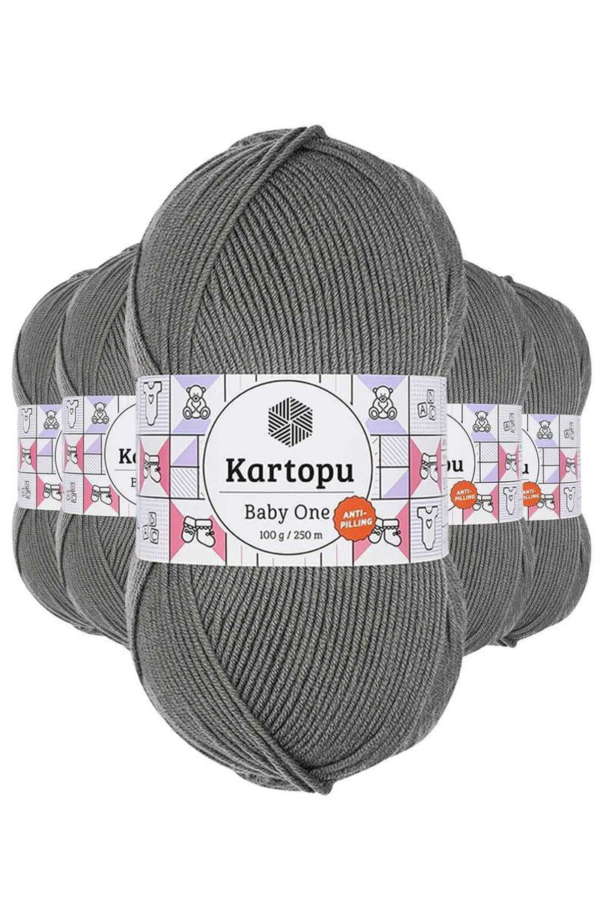 5 Adet Baby One Tüylenmeyen El Örgü İpi Yünü Koyu Gri K1921 - Just Cheap Store Görsel 2