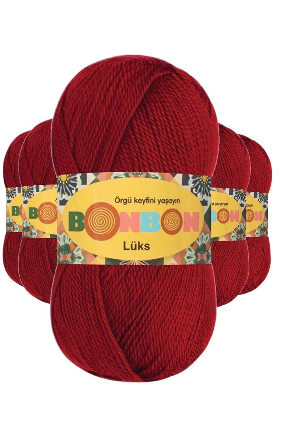 5 Adet Lüks Patik İpi Yünü Koyu Kırmızı 98296 - Just Cheap Store Görsel 2