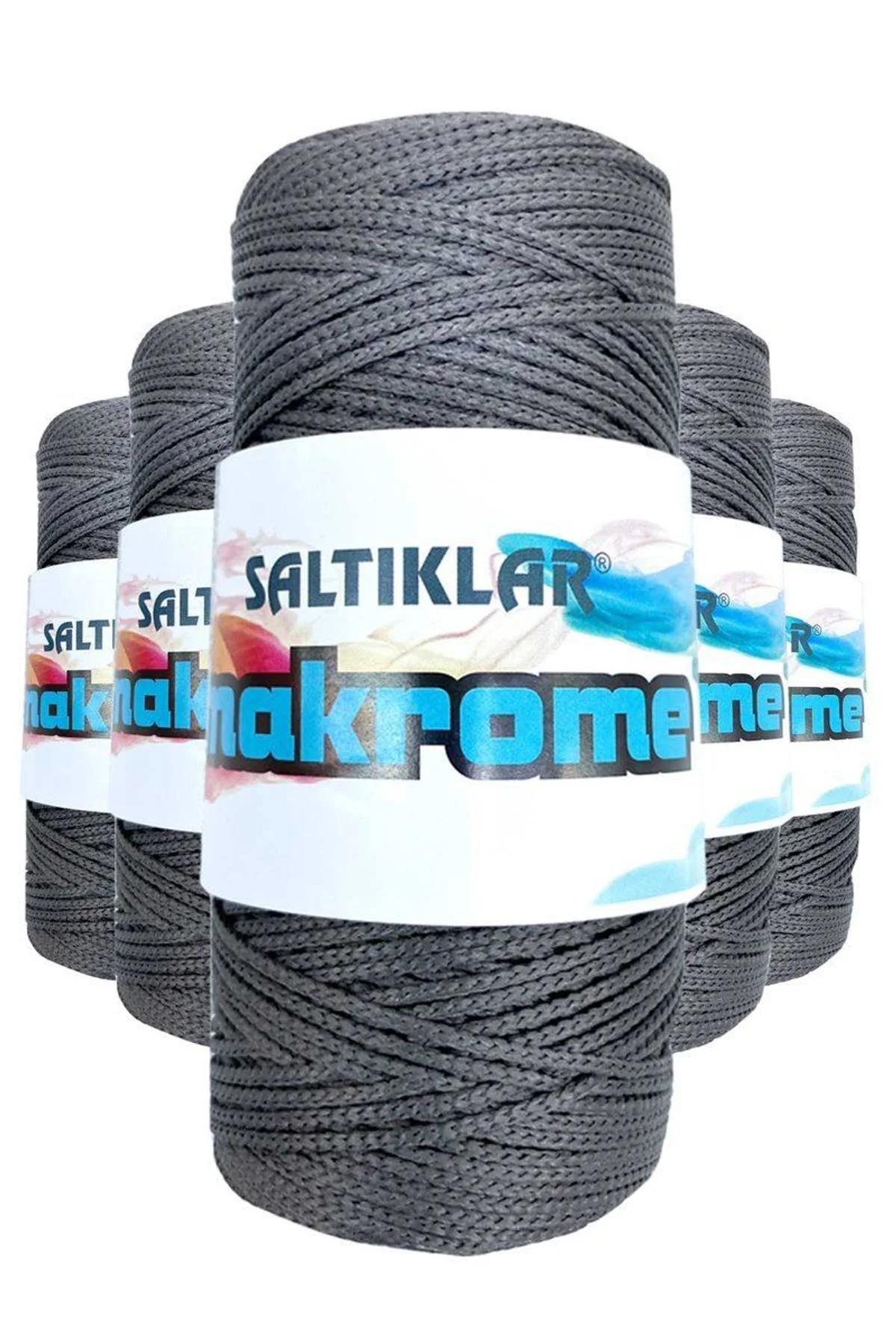 5 Adet Polyester Makrome İpi 420 Koyu Gri 100 gr - Just Cheap Store Görsel 2
