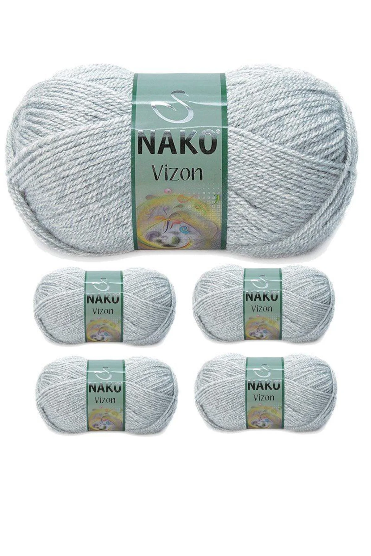 5 Adet Vizon Premium Akrilik El Örgü İpi Yünü Renk No:195 Açık Gri Melanj - Just Cheap Store Görsel 3