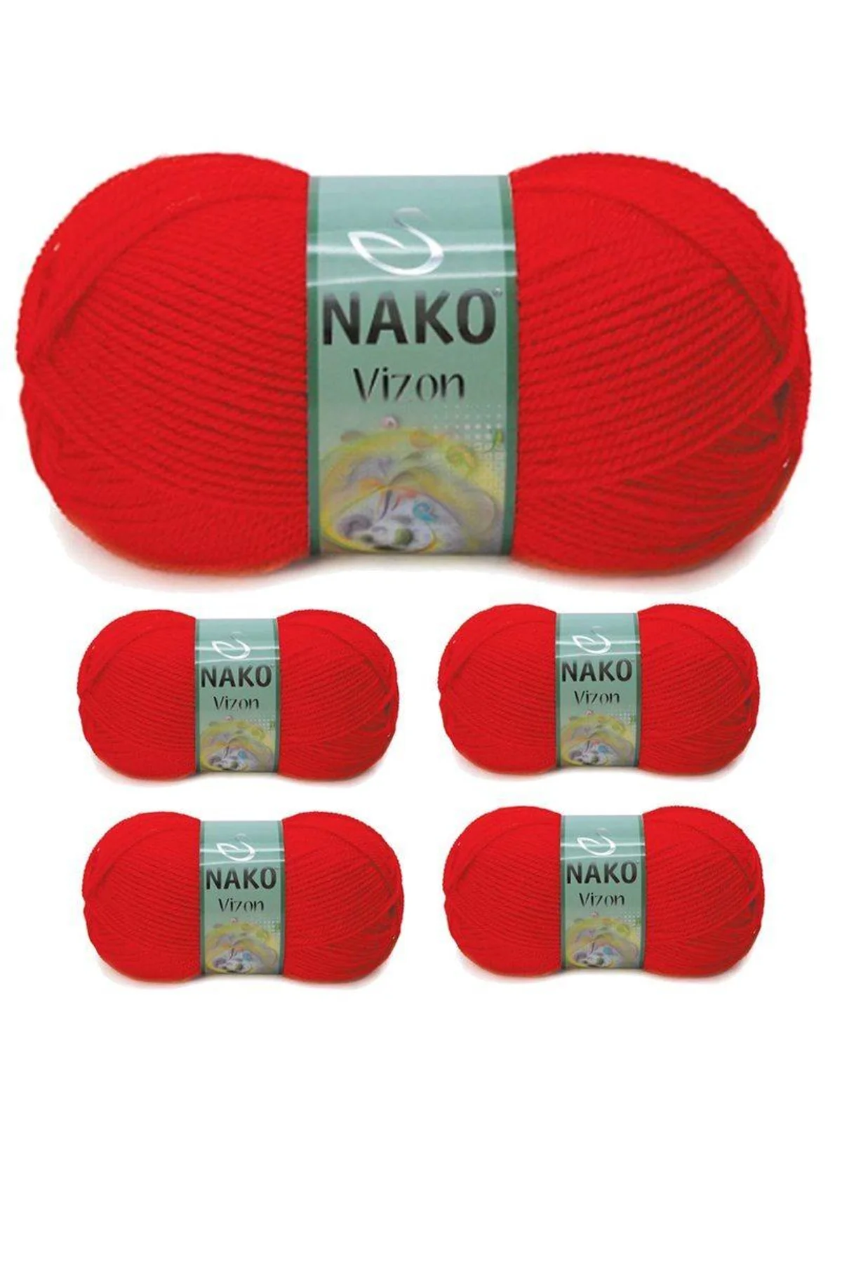 5 Adet Vizon Premium Akrilik El Örgü İpi Yünü Renk No:207 Alev Kırmızı - Just Cheap Store Görsel 3