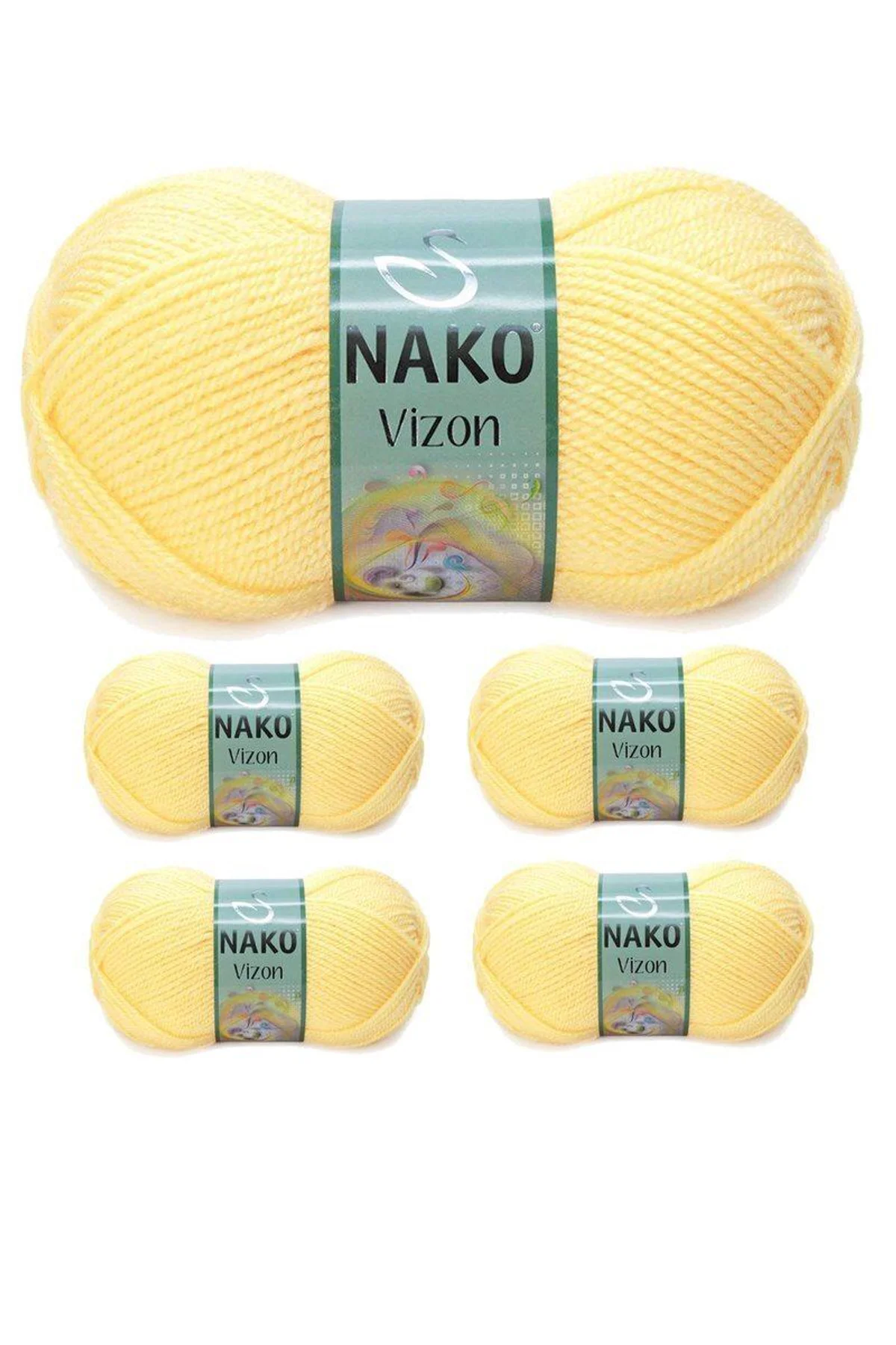 5 Adet Vizon Premium Akrilik El Örgü İpi Yünü Renk No:215 Saman Sarı - Just Cheap Store Görsel 3