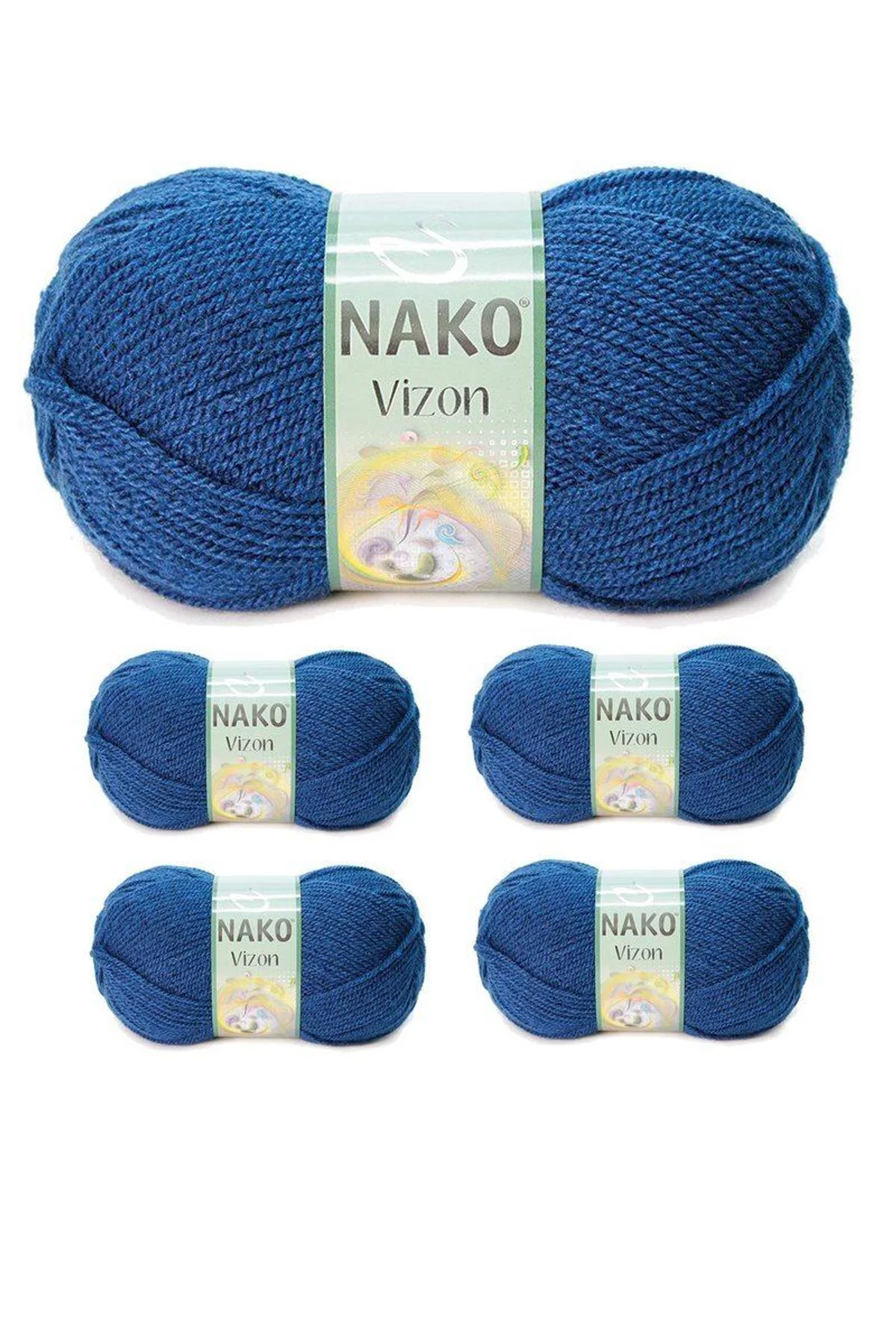 5 Adet Vizon Premium Akrilik El Örgü İpi Yünü Renk No:517 Orta Mavi - Just Cheap Store Görsel 3