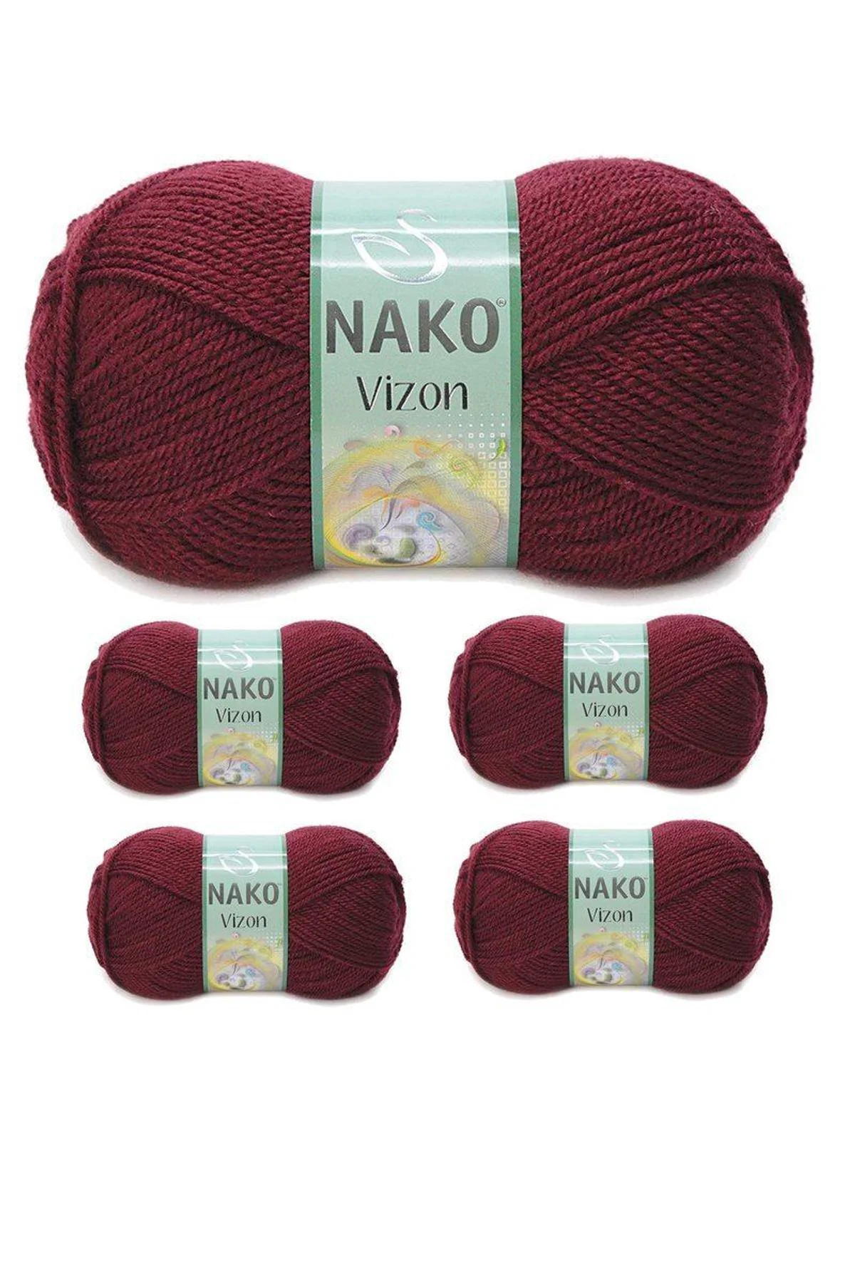 5 Adet Vizon Premium Akrilik El Örgü İpi Yünü Renk No:999 Bordo - Just Cheap Store Görsel 3