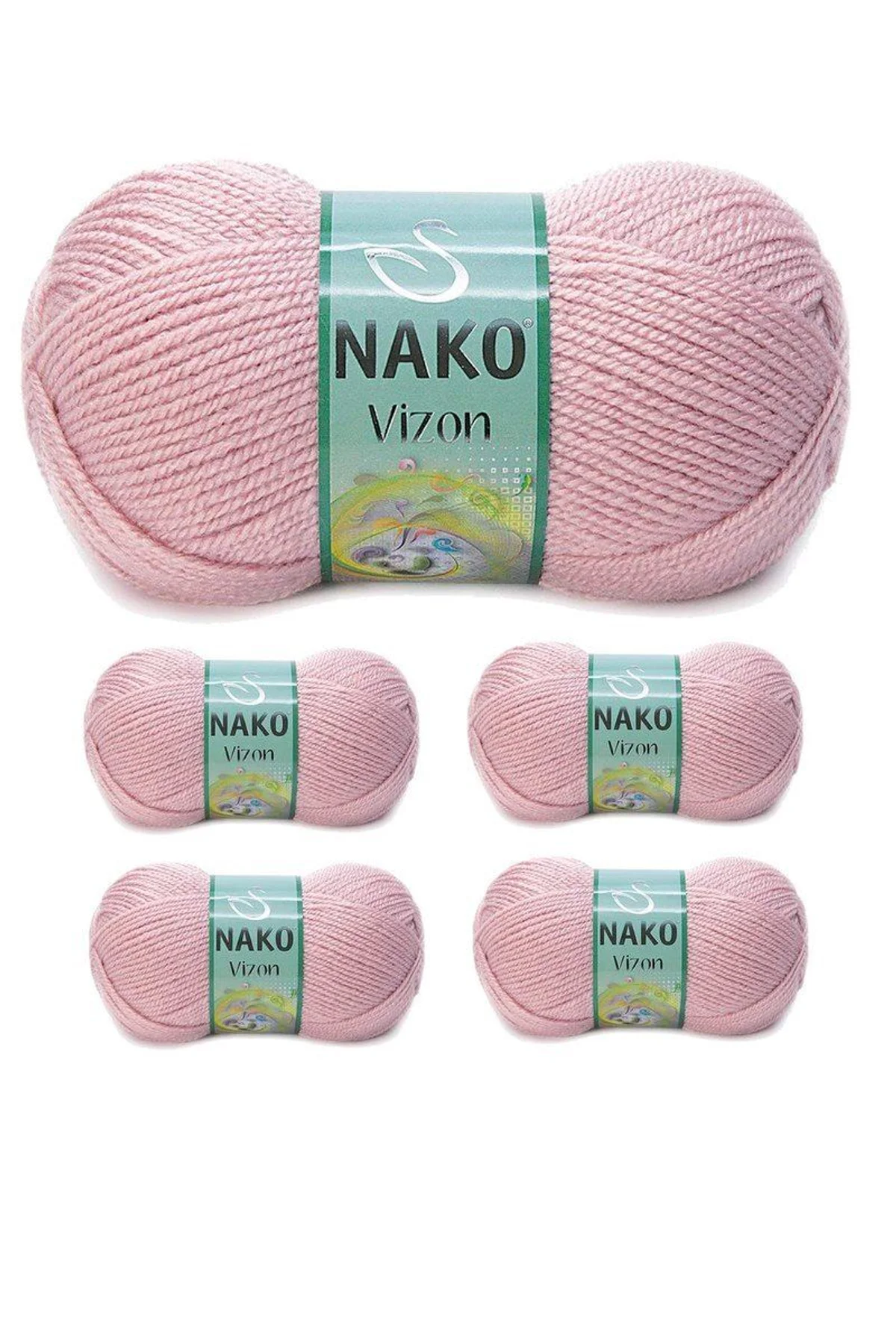 5 Adet Vizon Premium Akrilik El Örgü İpi Yünü Renk No:10275 Pembemsi Pudra - Just Cheap Store Görsel 3