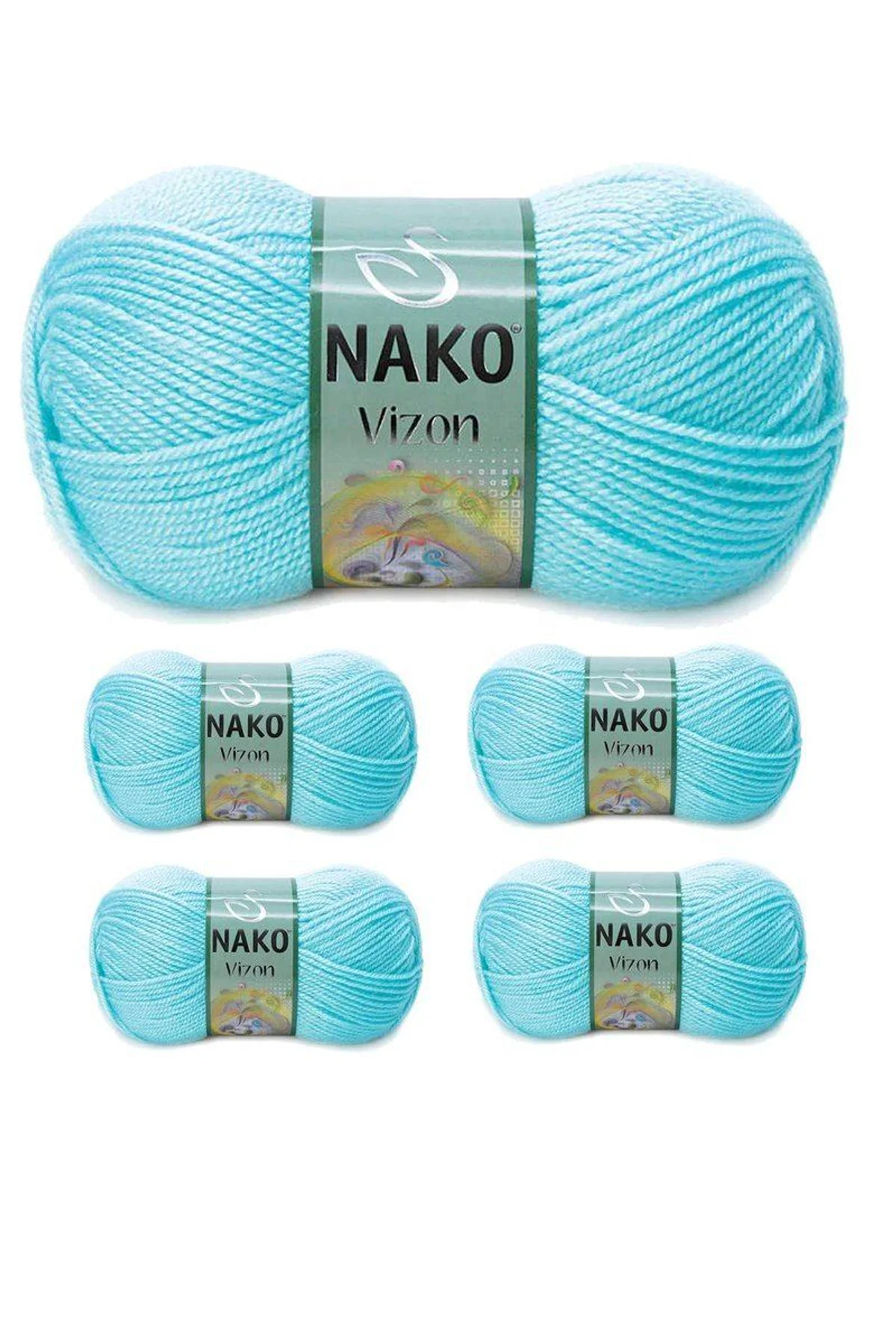 5 Adet Vizon Premium Akrilik El Örgü İpi Yünü Renk No:10535 Açık Turkuaz - Just Cheap Store Görsel 3