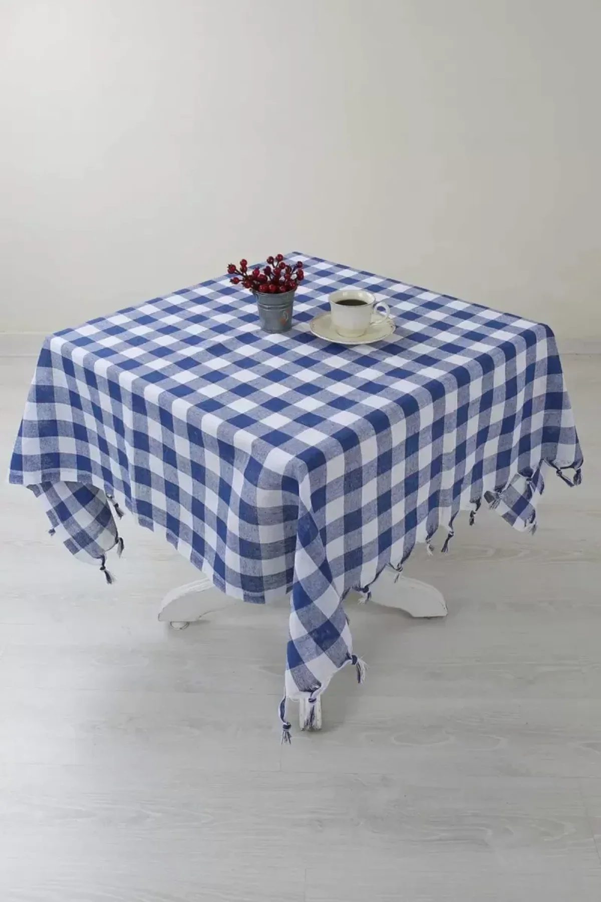 Kareli Saçaklı Mavi Masa/piknik/sofra Örtüsü 165x170 Cm - Just Cheap Store Görsel 2